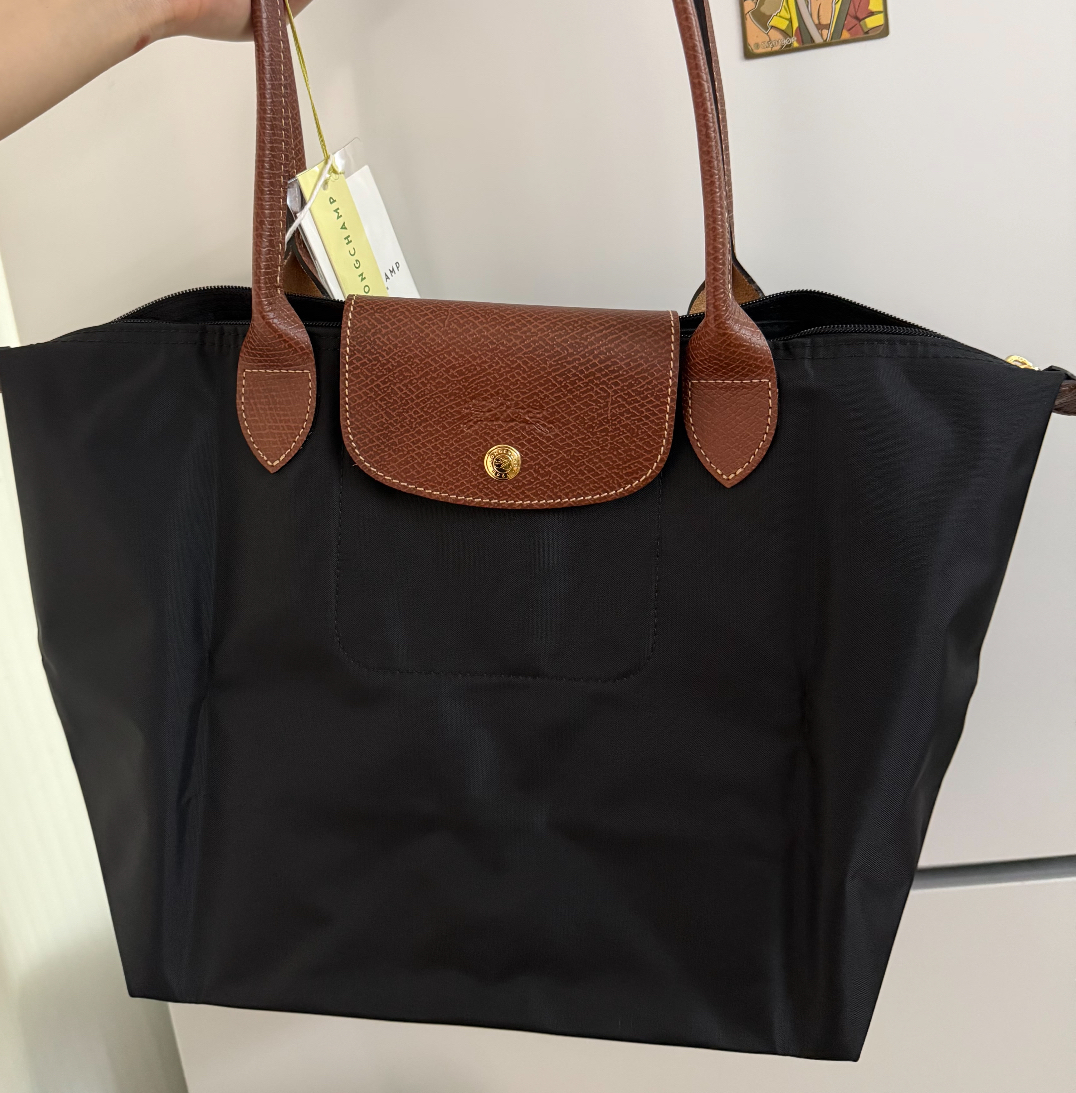 custom review-LONGCHAMP Le Pliage Ткань Тоут Сумка Сумка для покупок Сумка для пельменей Сумка через плечо Женская Черная