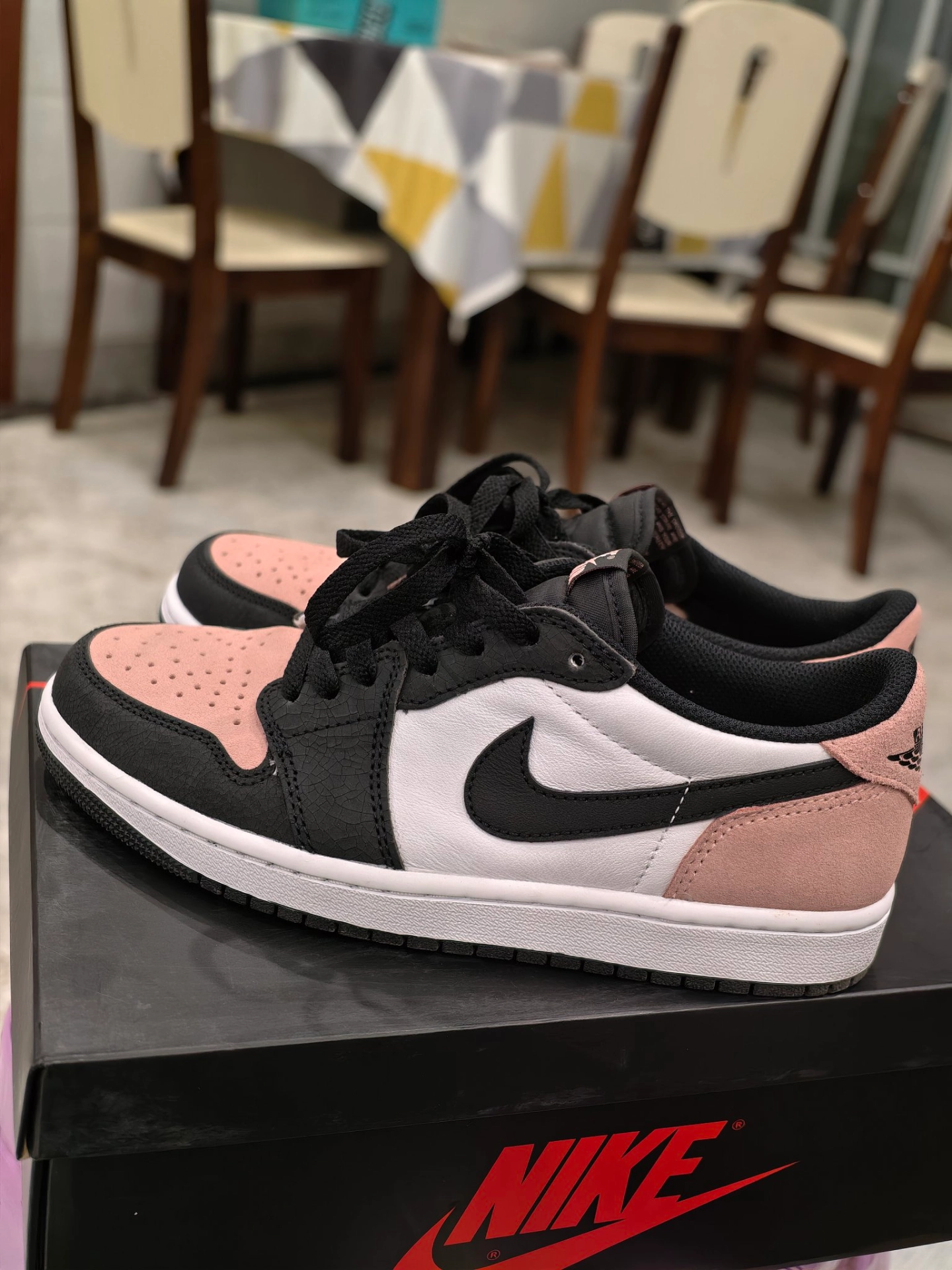 custom review-Jordan Air Jordan 1 Retro Low OG 'Отбеленный Коралловый' Кракелюр Низкий Топ Винтажные Баскетбольные Кроссовки Унисекс