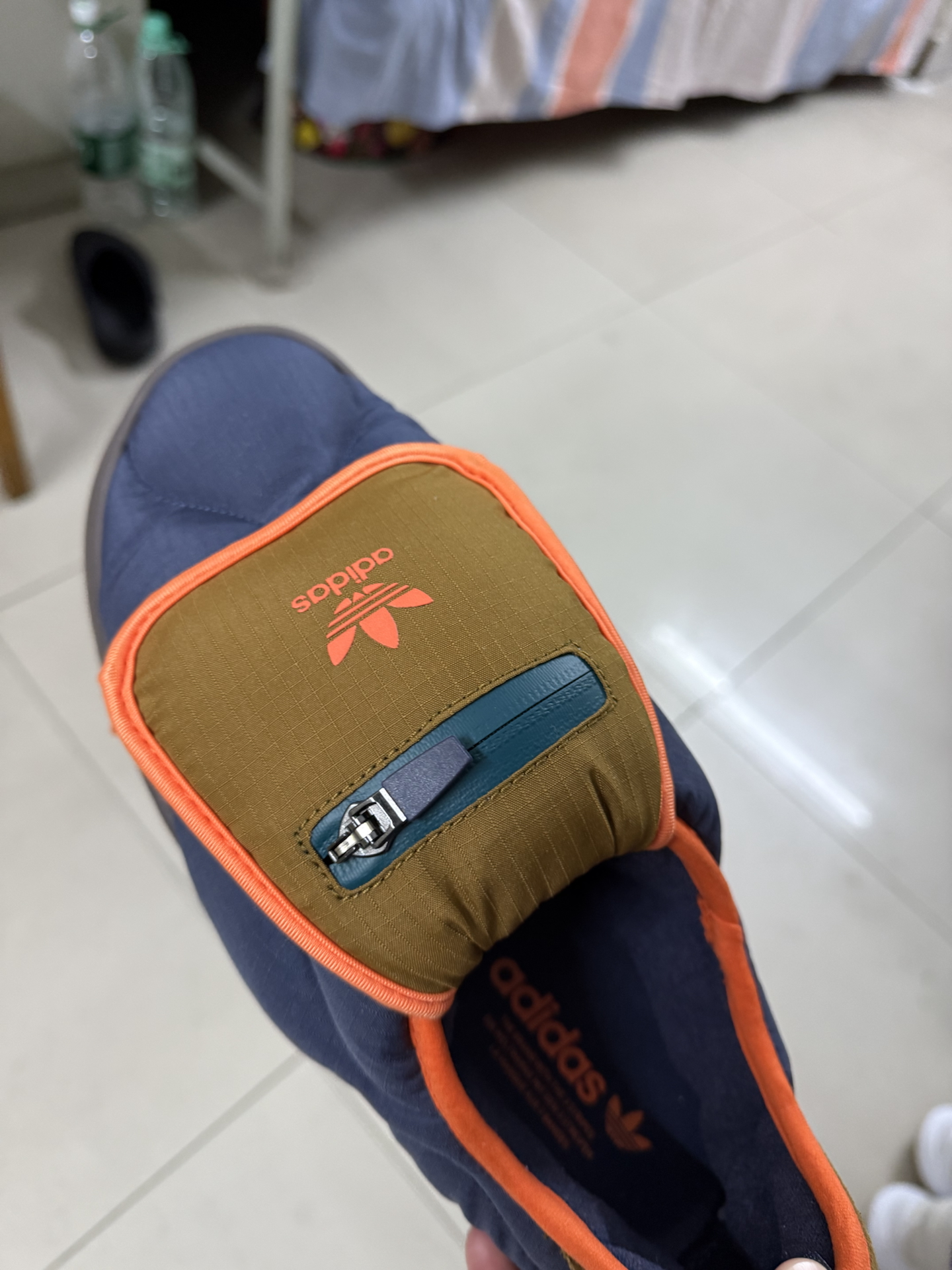 custom review-Adidas Originals Puffylette Slip Resistant Abrasion Resistant Низкий Топ Повседневная Обувь Унисекс Коричневый Синий