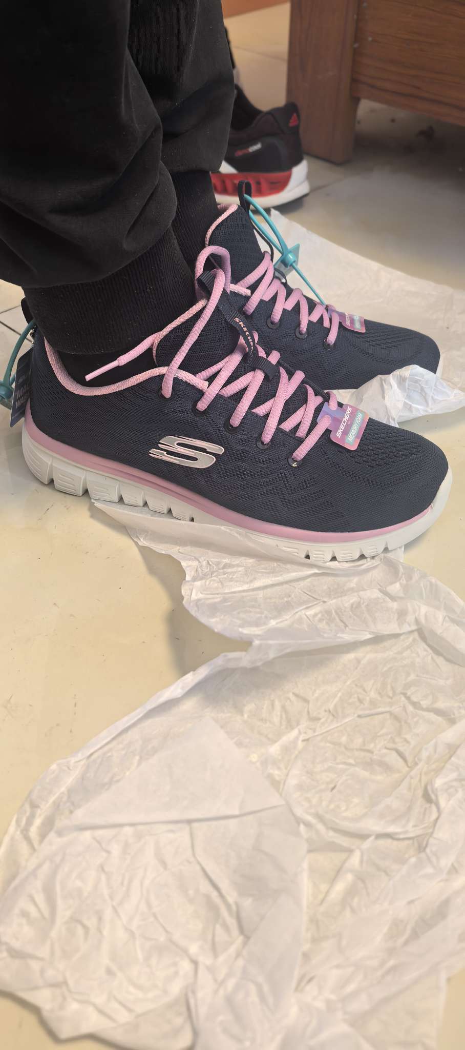 custom review-Skechers Graceful Дышащий Низкий Топ Повседневная Обувь Женская Синий Розовый Белый