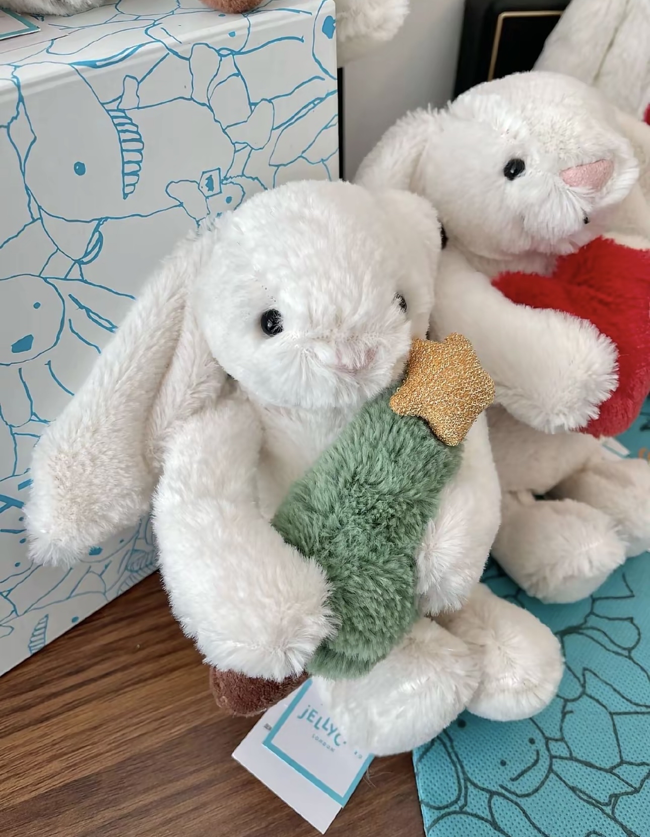 custom review-JELLYCAT Кролик Shy Bunny и Рождественские деревья Милые Куклы Плюшевая кукла Высота в сидячем положении 15 см