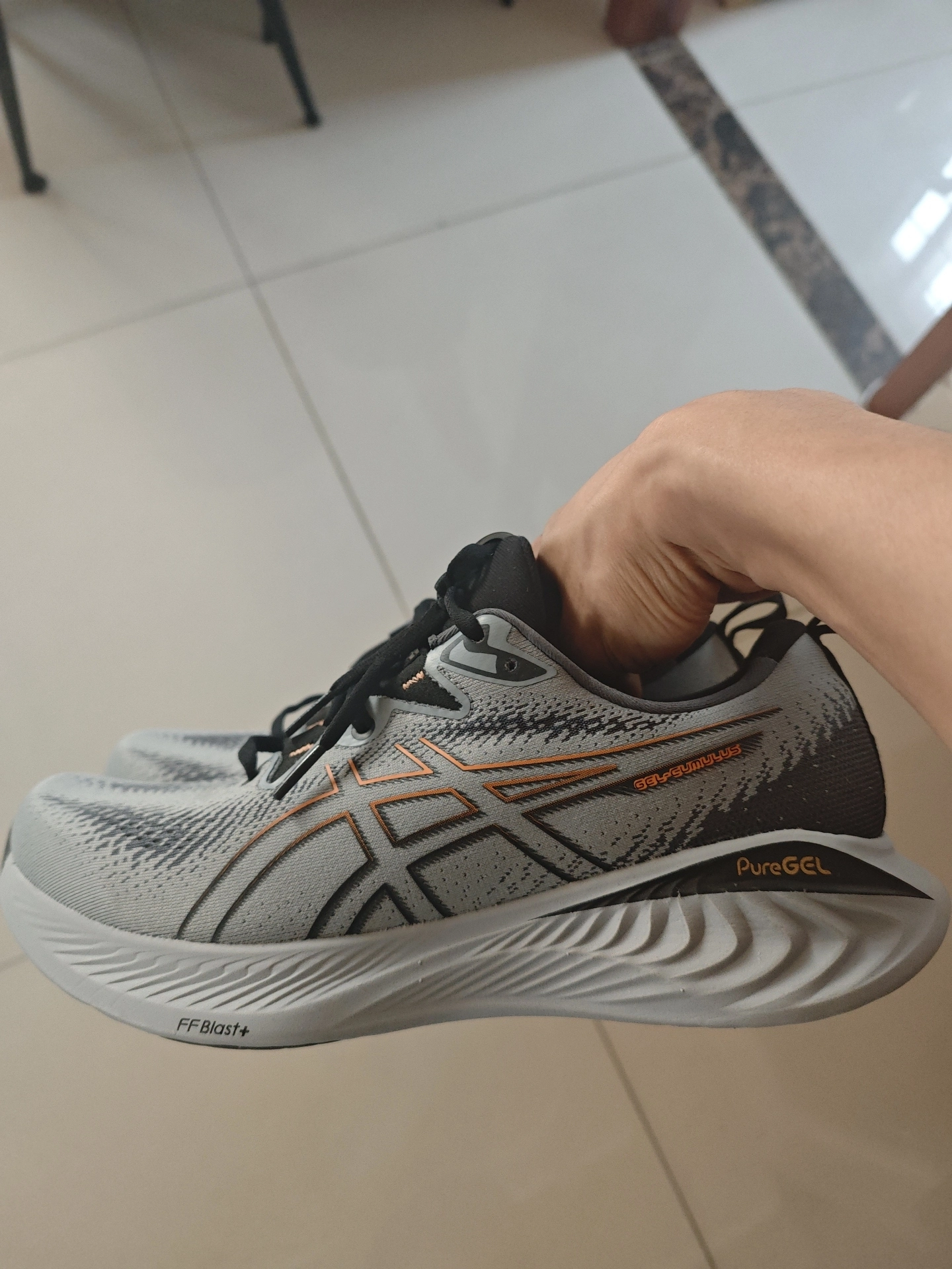 custom review-ASICS Гель CUMULUS 25 Поддержка Ткань Низкий Верх Беговые кроссовки Мужские Серый Черный