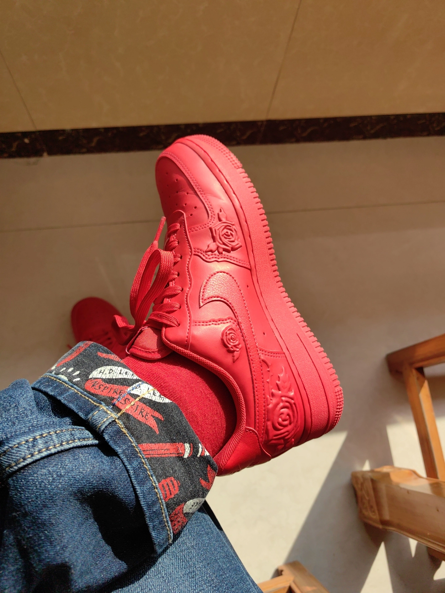 custom review-Nike Air FORCE 1 Slip-on Устойчивый к истиранию Низкий Топ Скейтбординг Женские Красный