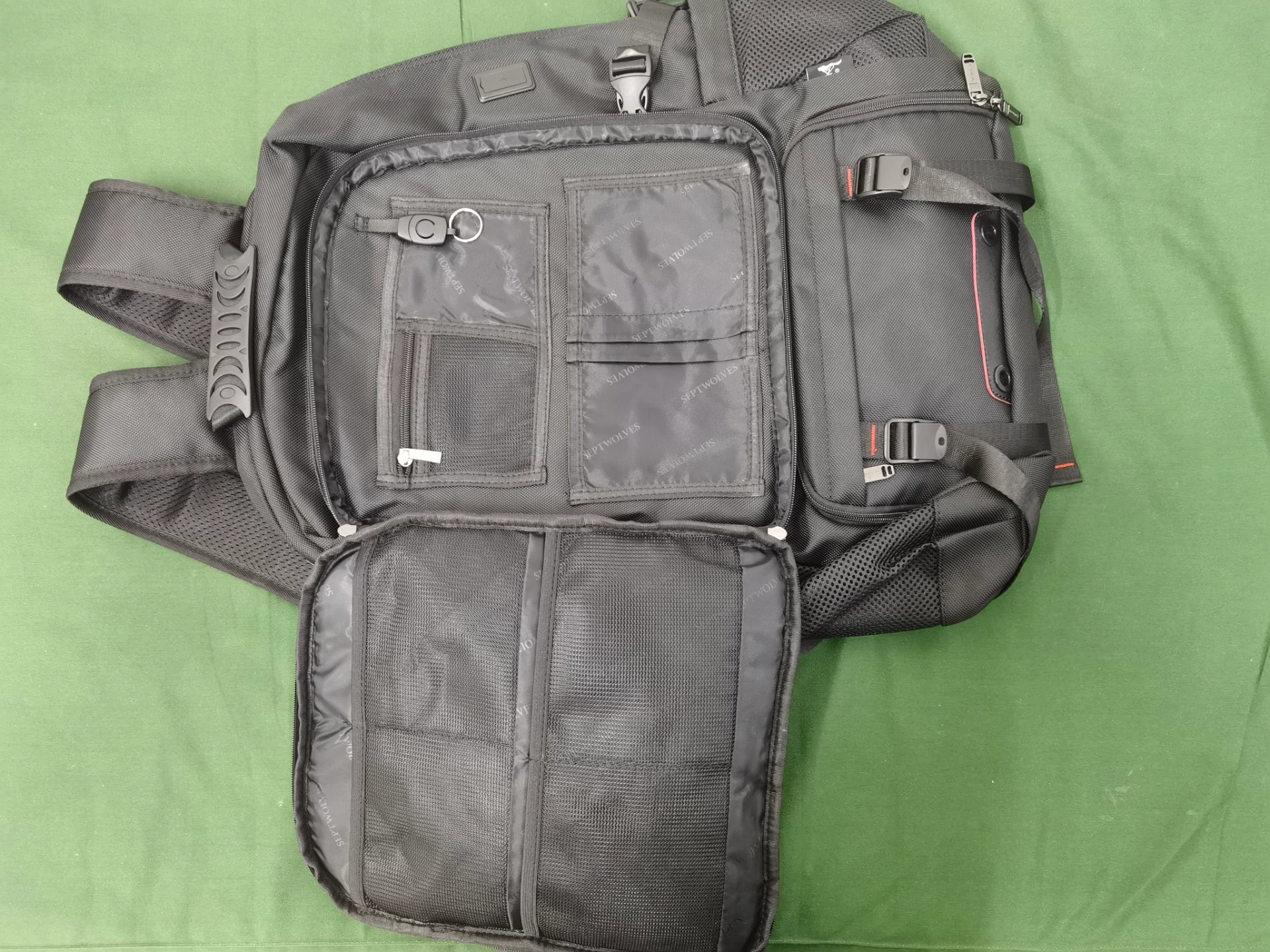 custom review-SEPTWOLVES Ткань 17.Около 6 см Ноутбук Сумка Рюкзак Дорожный рюкзак QPL Стандартный (Standard) Унисекс Черный