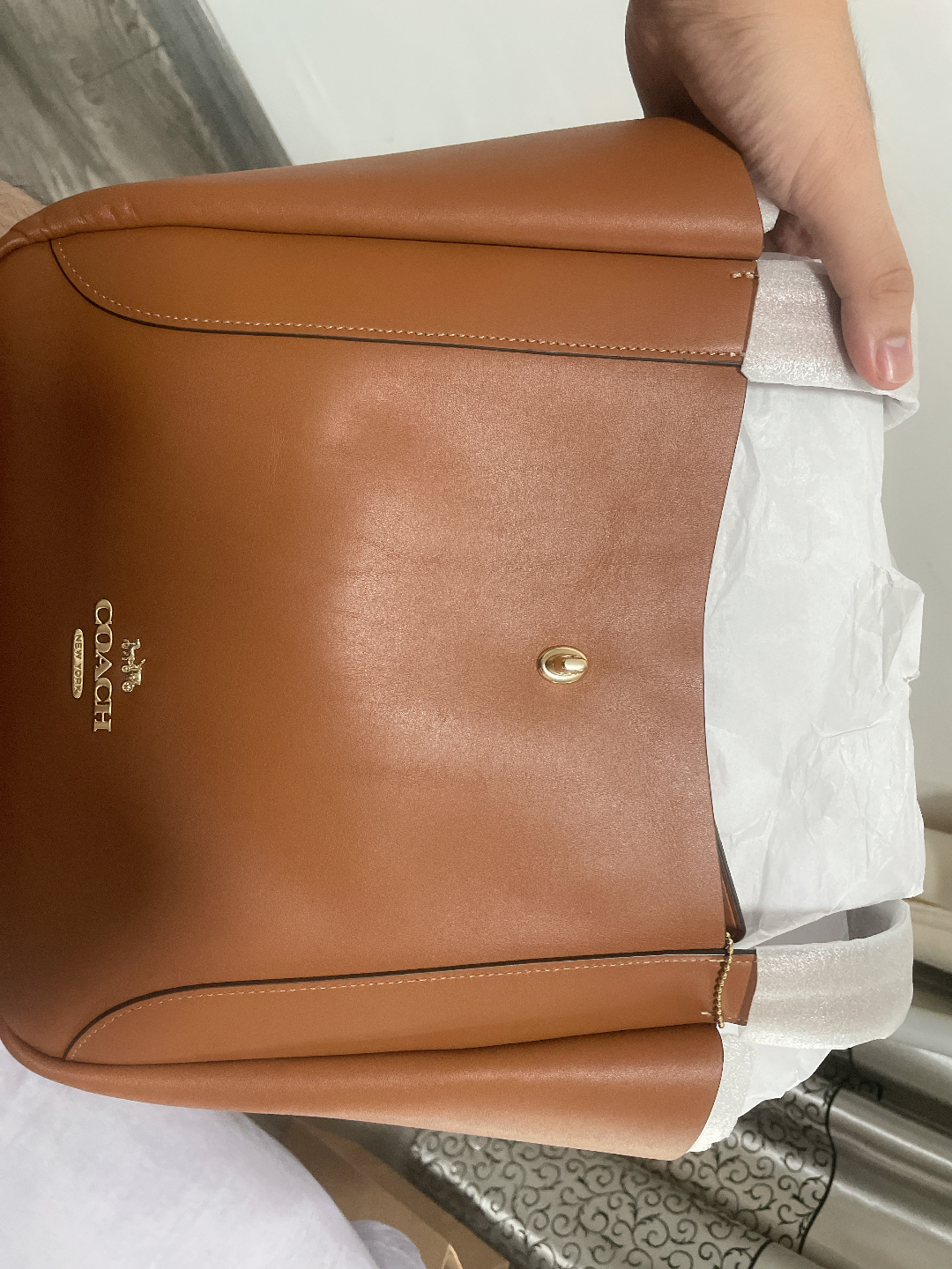 custom review-COACH Hadley Коровья кожа Сумка-тоут Сумка для покупок Сумка через плечо Большая Женская Коричнево-желтая