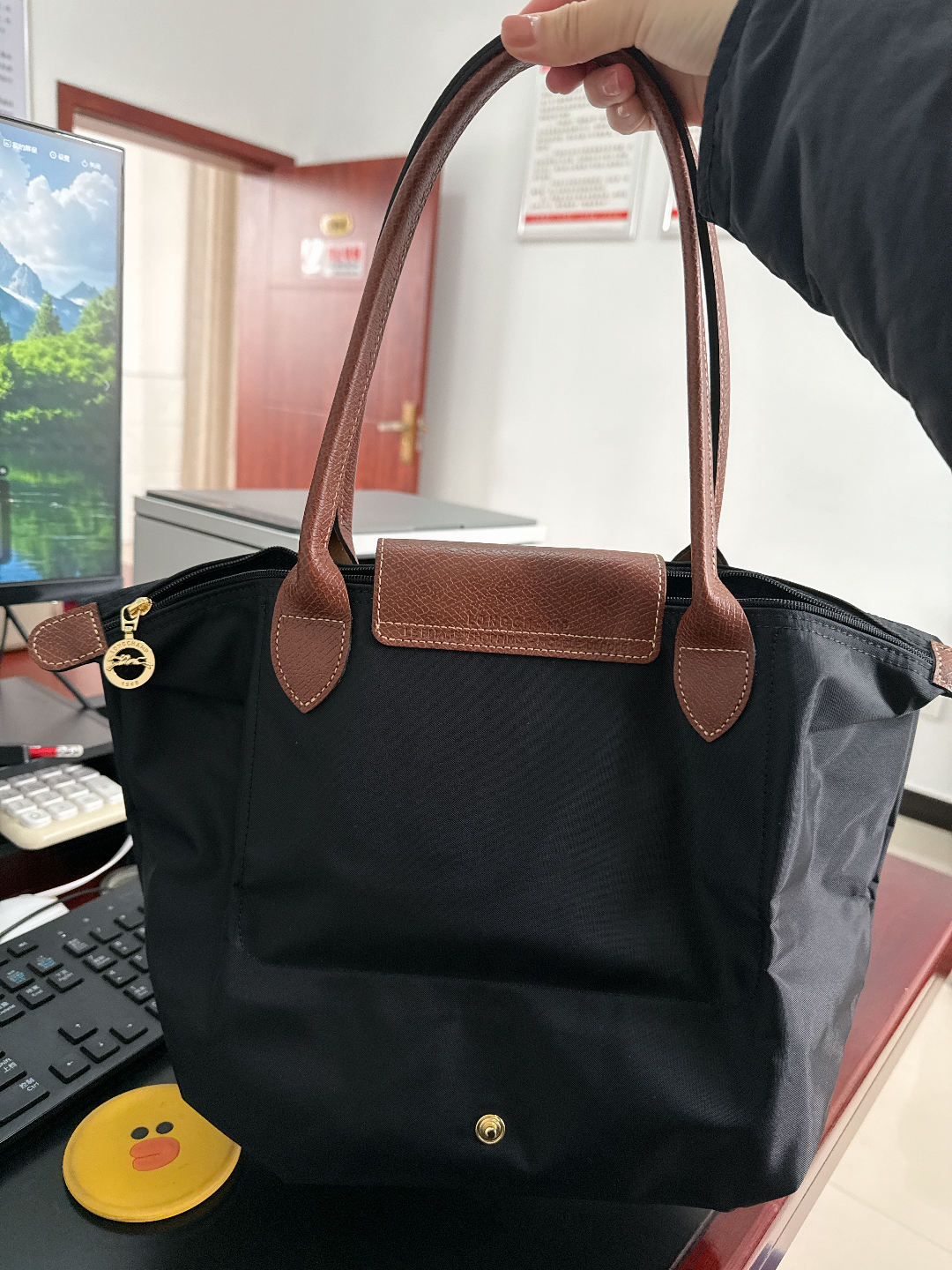 custom review-LONGCHAMP Le Pliage Ткань Тоут Сумка Сумка для покупок Сумка для пельменей Сумка через плечо Женская Черная
