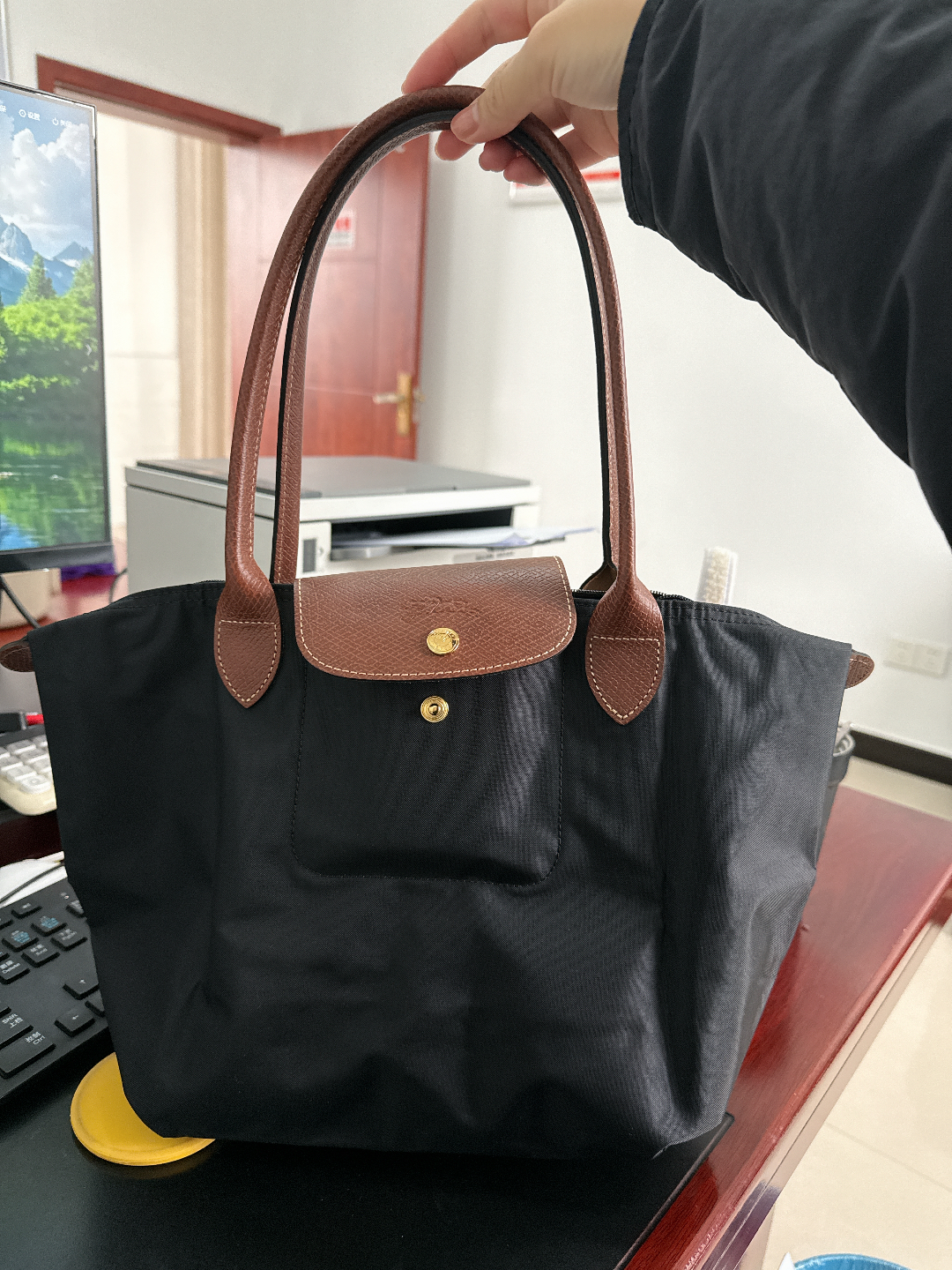 custom review-LONGCHAMP Le Pliage Ткань Тоут Сумка Сумка для покупок Сумка для пельменей Сумка через плечо Женская Черная