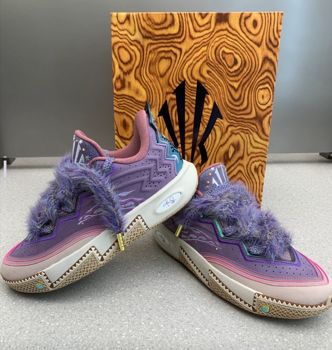 custom review-ANTA KAI 2 Амортизация Устойчивость к истиранию и Устойчивые свойства Низкий Топ Баскетбольные кроссовки Мужские Серый Фиолетовый Синий