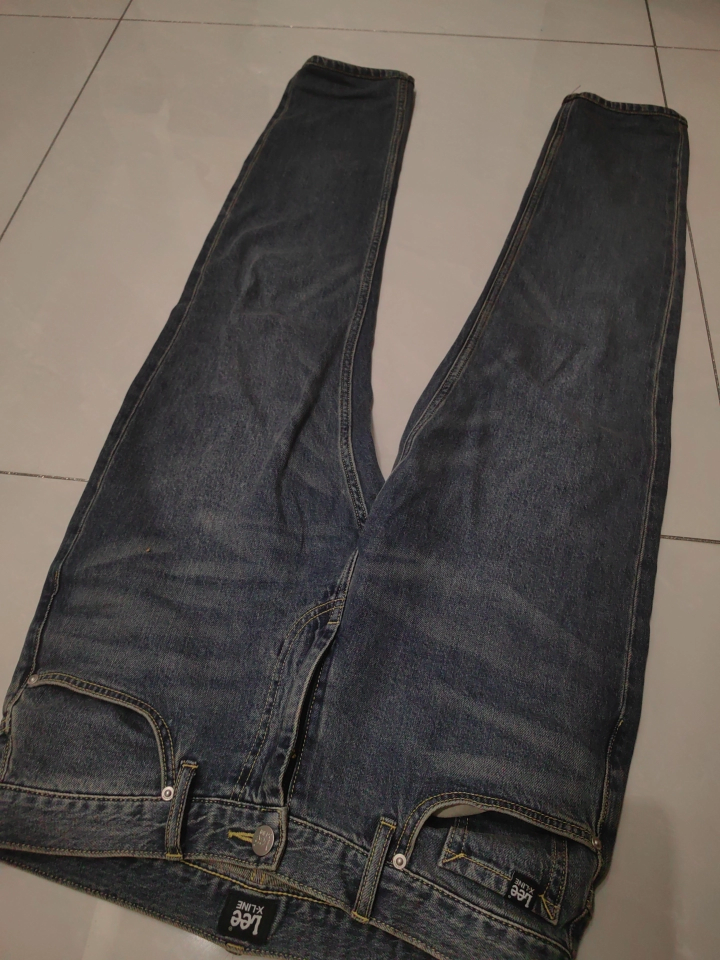 custom review-Lee совместный бренд модель Джинсы Мужские Средне-темно-синий