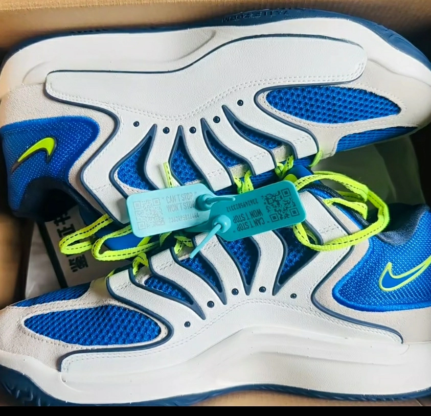 custom review-Nike KD 18 Slip Устойчивый к истиранию Низкий Топ Баскетбольные кроссовки Мужской Белый Синий