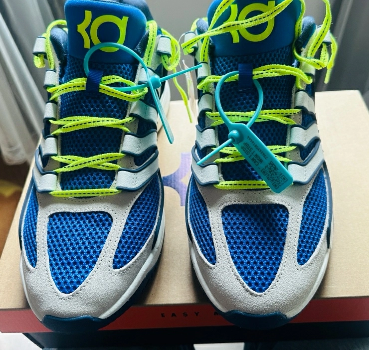 custom review-Nike KD 18 Slip Устойчивый к истиранию Низкий Топ Баскетбольные кроссовки Мужской Белый Синий