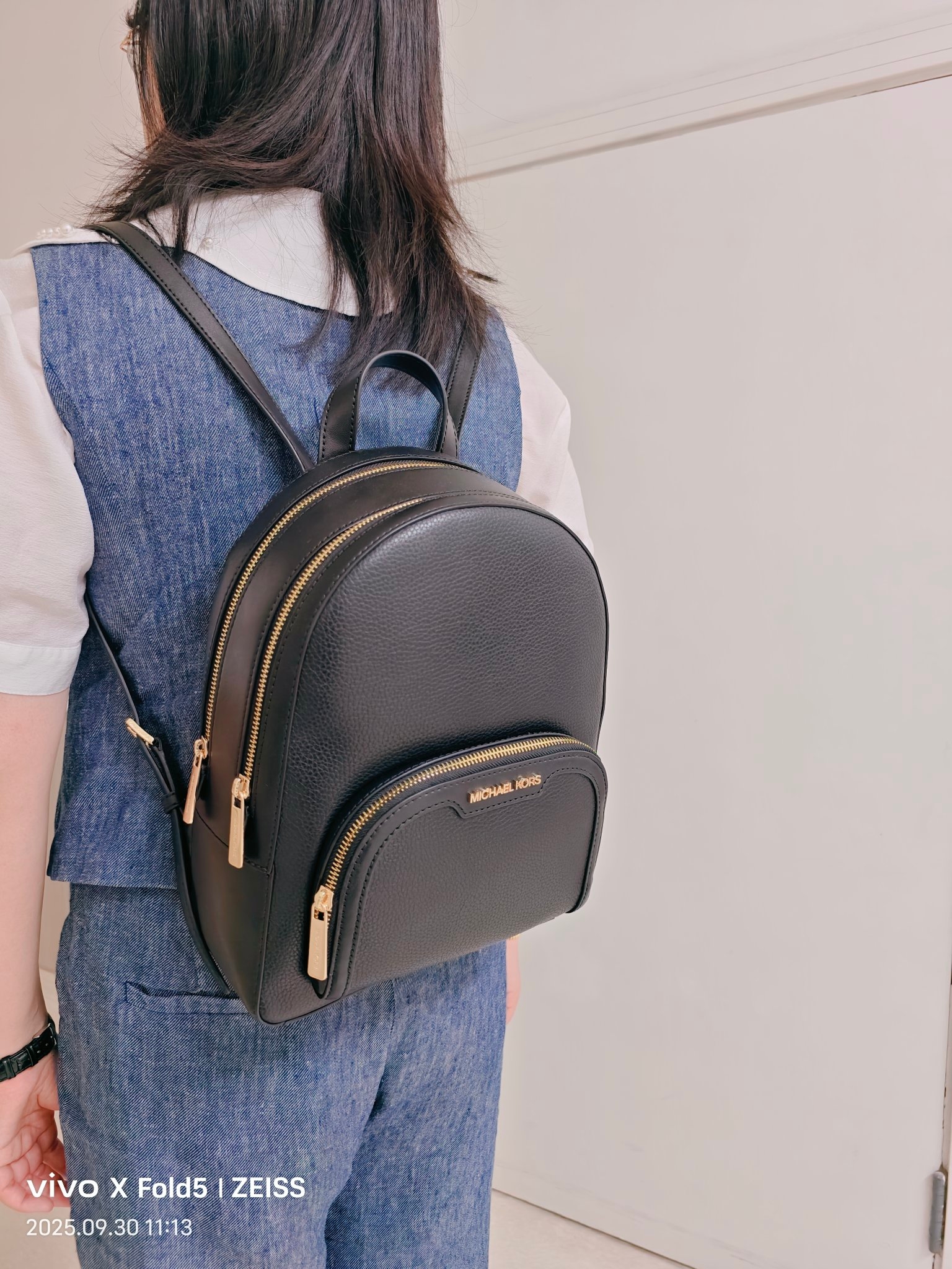 custom review-MICHAEL KORS Личи Крупнозернистая текстура Кожа Рюкзак Средний Женский Черный