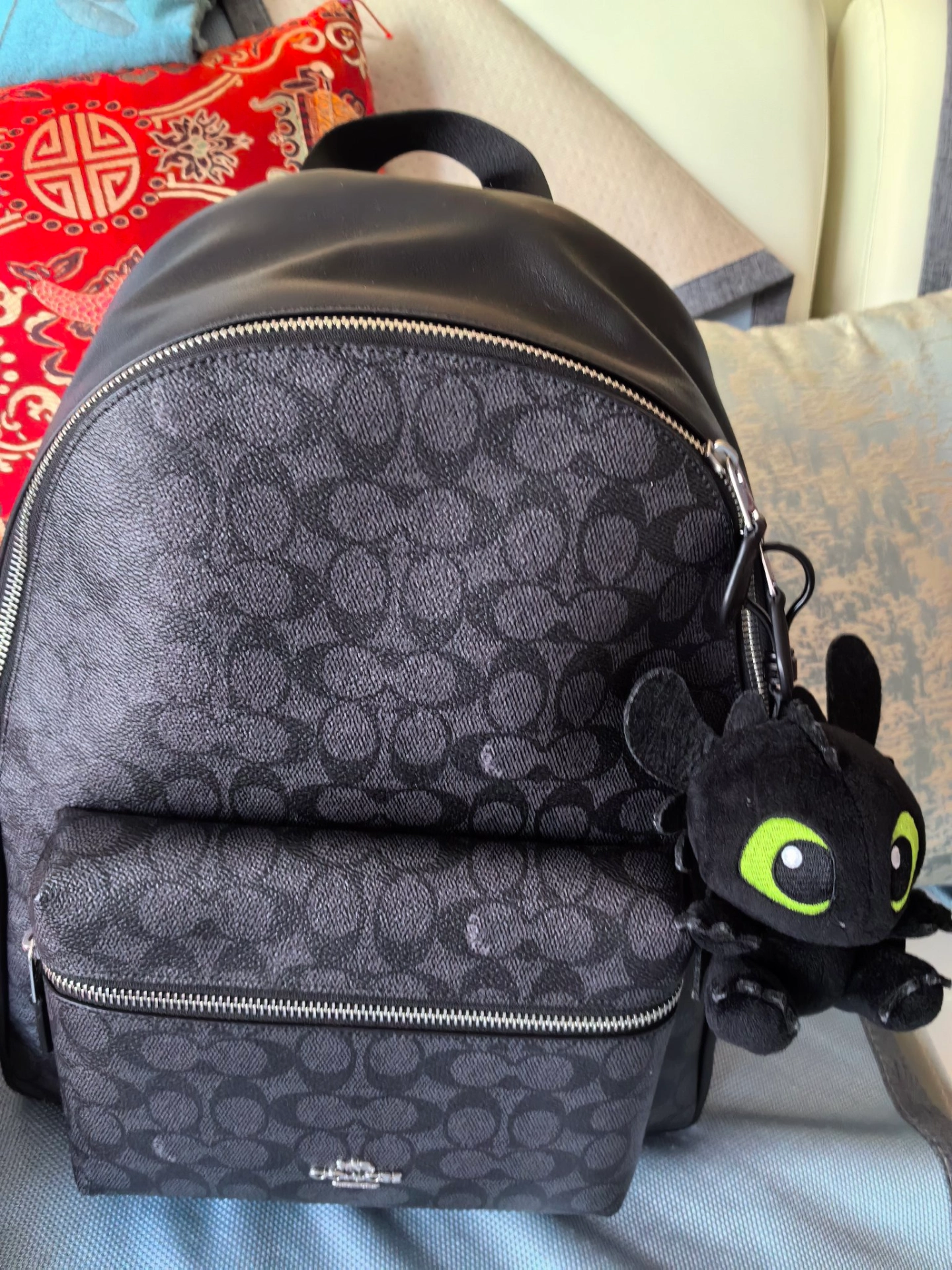 custom review-COACH Charlie Canvas с Телячьей Кожей Рюкзак Большой Унисекс Черный