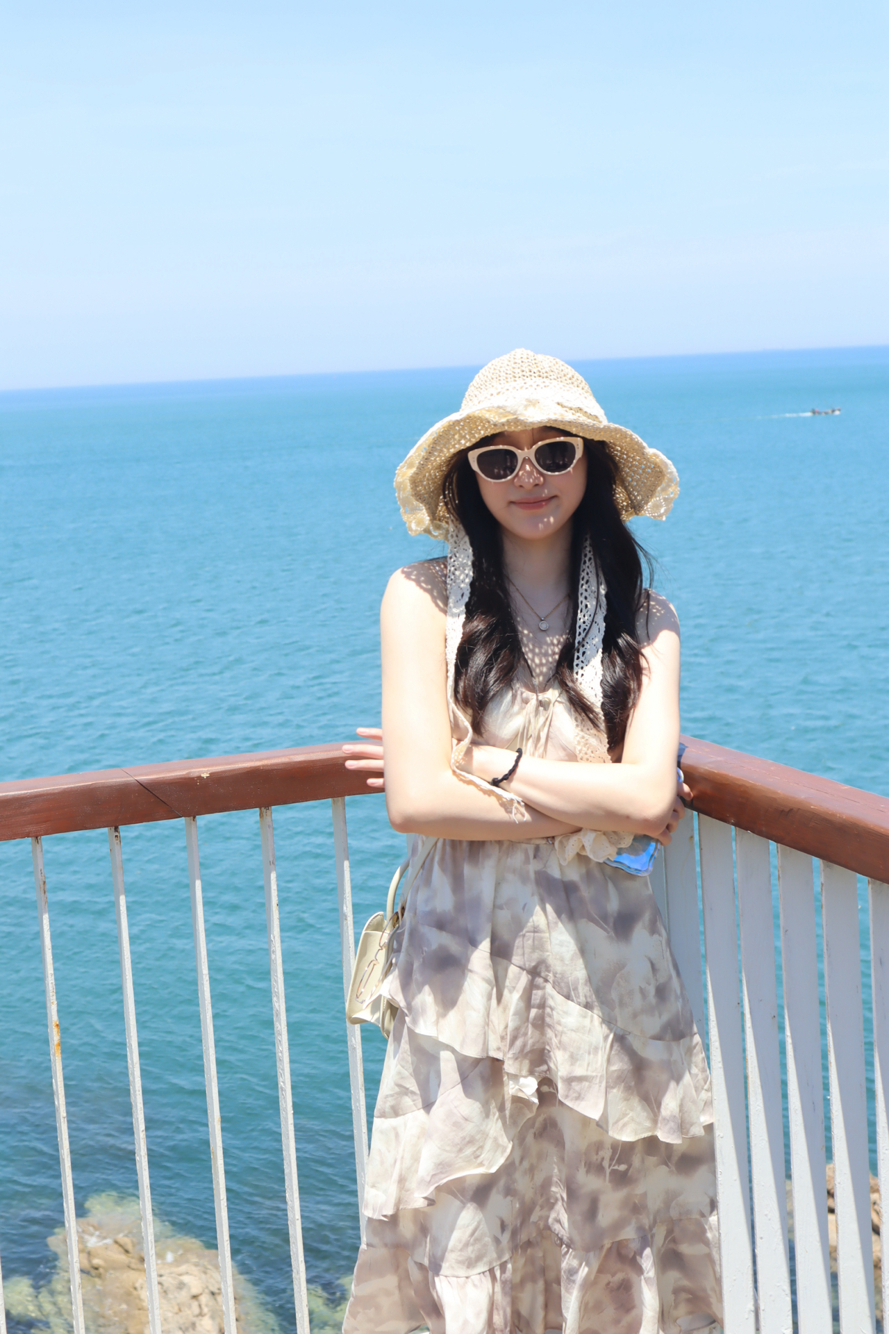 海边碎花连衣裙