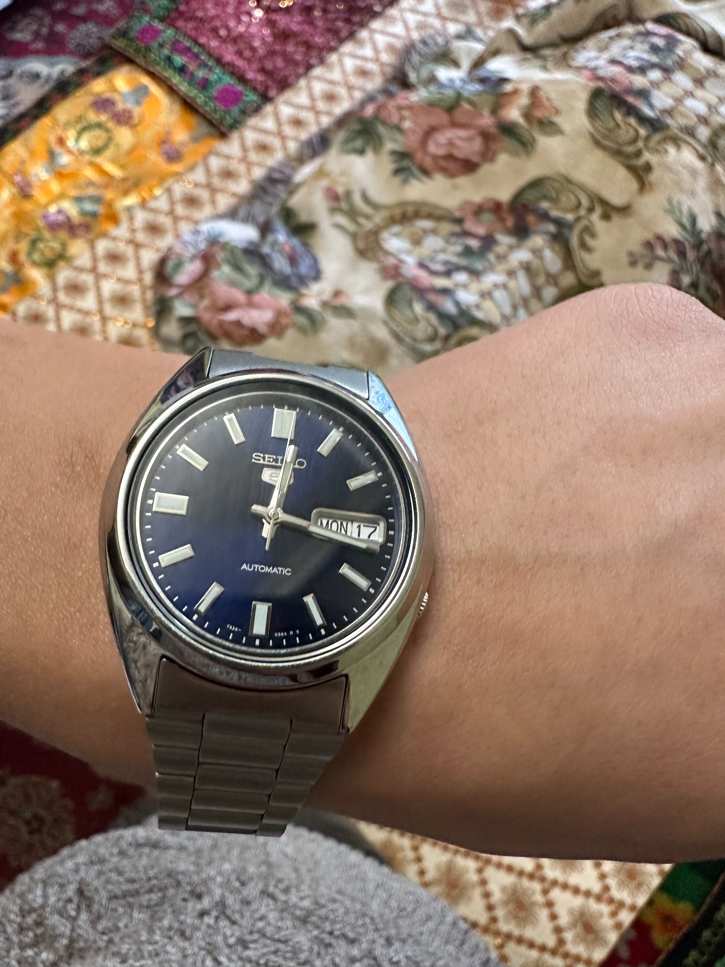 custom review-Seiko 5 Автоматический Механический Механизм Нержавеющая Сталь Ремешок Часы Мужские Часы Синий Циферблат
