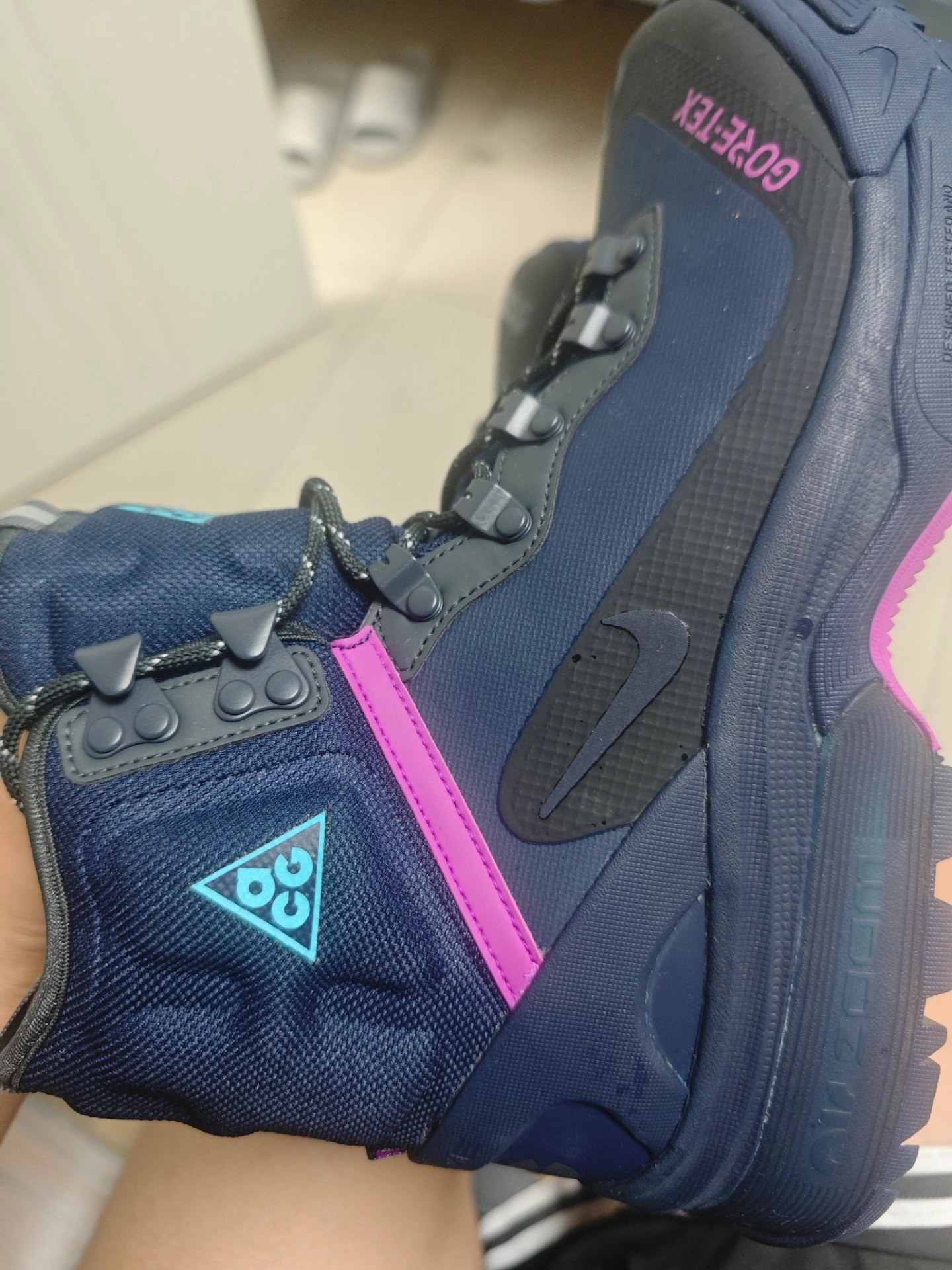 custom review-Nike Air Zoom GAIADOME Устойчивый к истиранию Высокий Топ Походная обувь Мужская Темно-синий