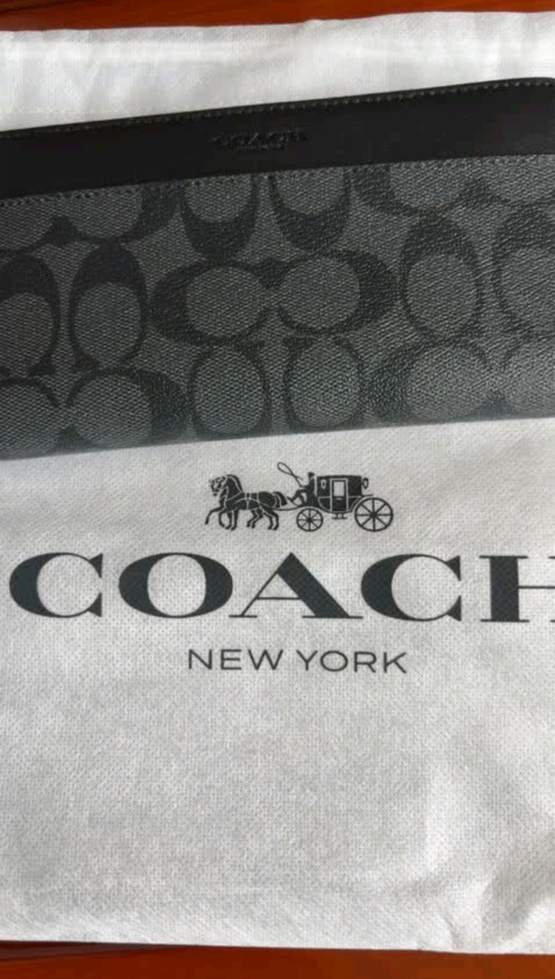 custom review-COACH Аккордеонный кошелек Покрытие Холст Мужской Серый Черный