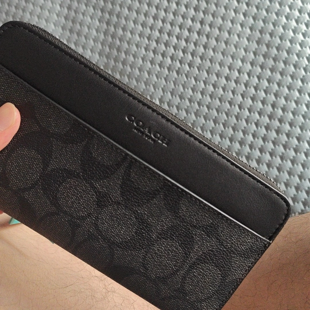 custom review-COACH Аккордеонный кошелек Покрытие Холст Мужской Серый Черный