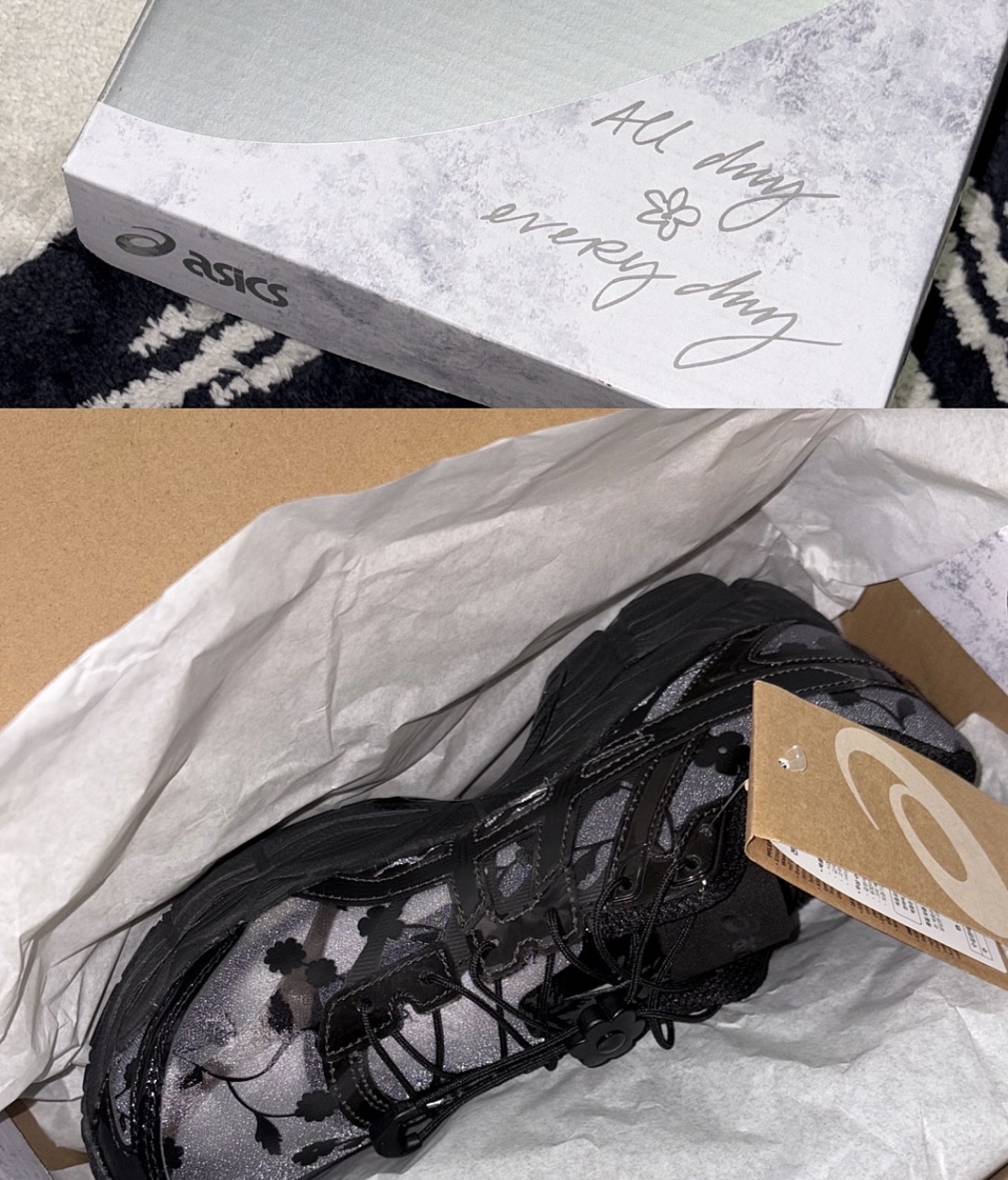 custom review-Cecilie Bahnsen x Asics Гель CUMULUS 16 Сетка Устойчивый к абразиву Низкий Топ Беговые кроссовки Унисекс Серый Черный