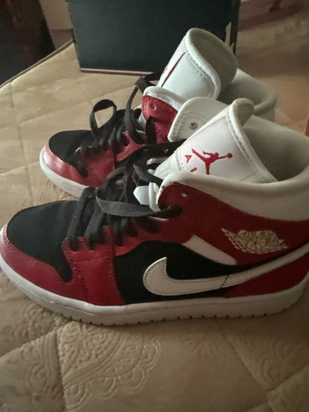 custom review-Jordan Air Jordan 1 MID Топ Винтажные баскетбольные кроссовки Женские Красный