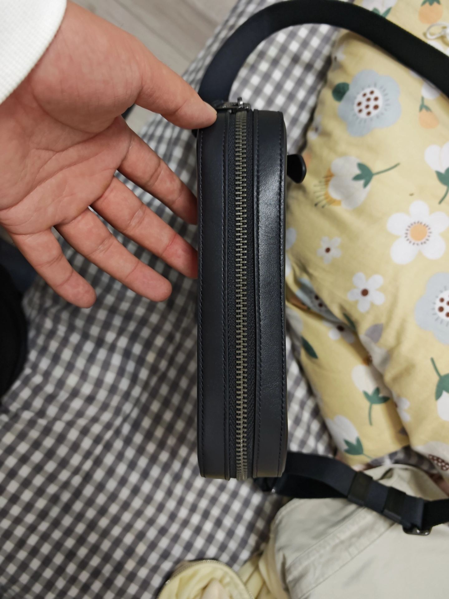 custom review-COACH Houston Покрытый холст с утонченной коровьей кожей Сумка через плечо Маленькая Мужская Угольно-черная