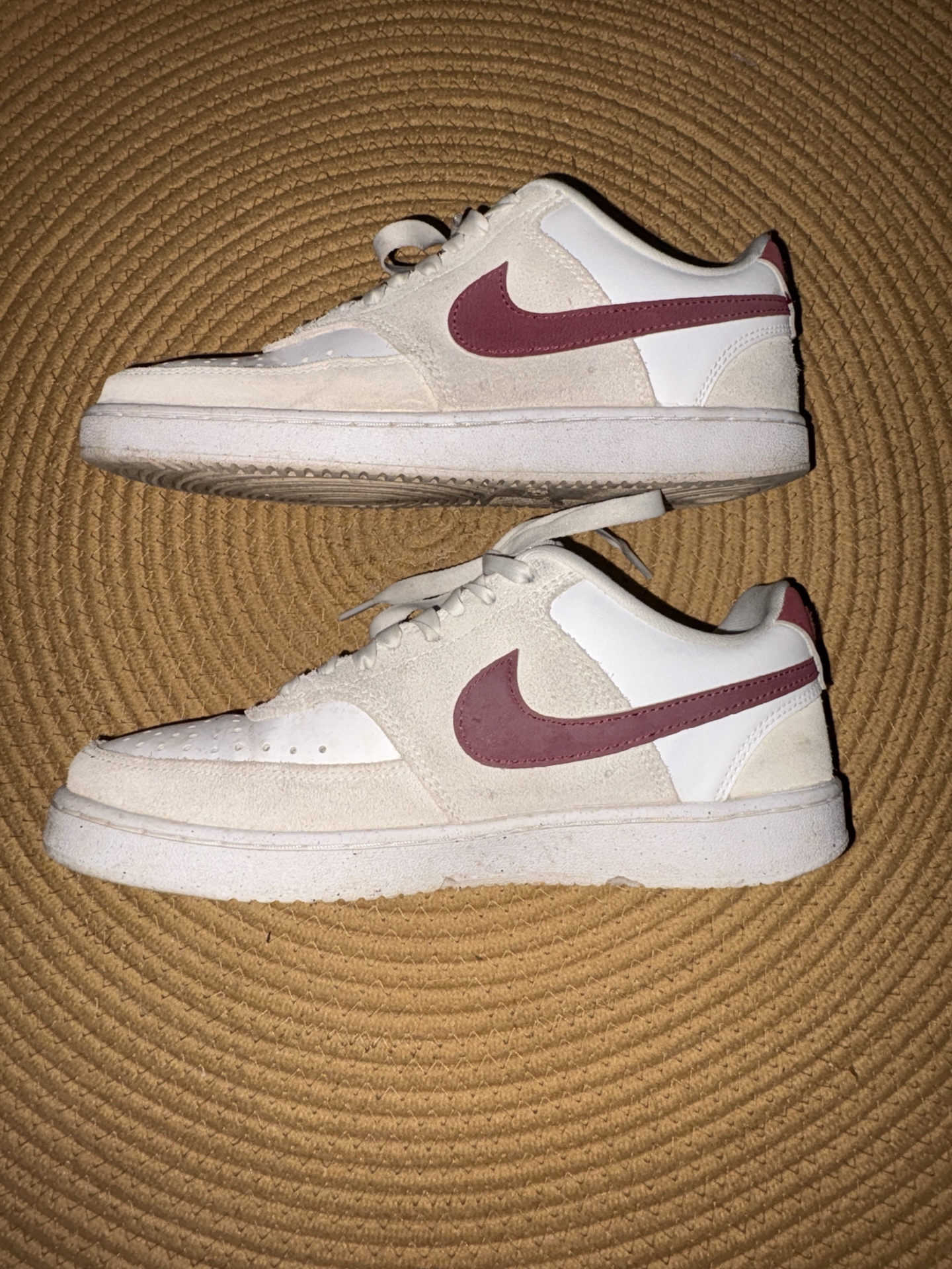 nike court vision low米白红板鞋