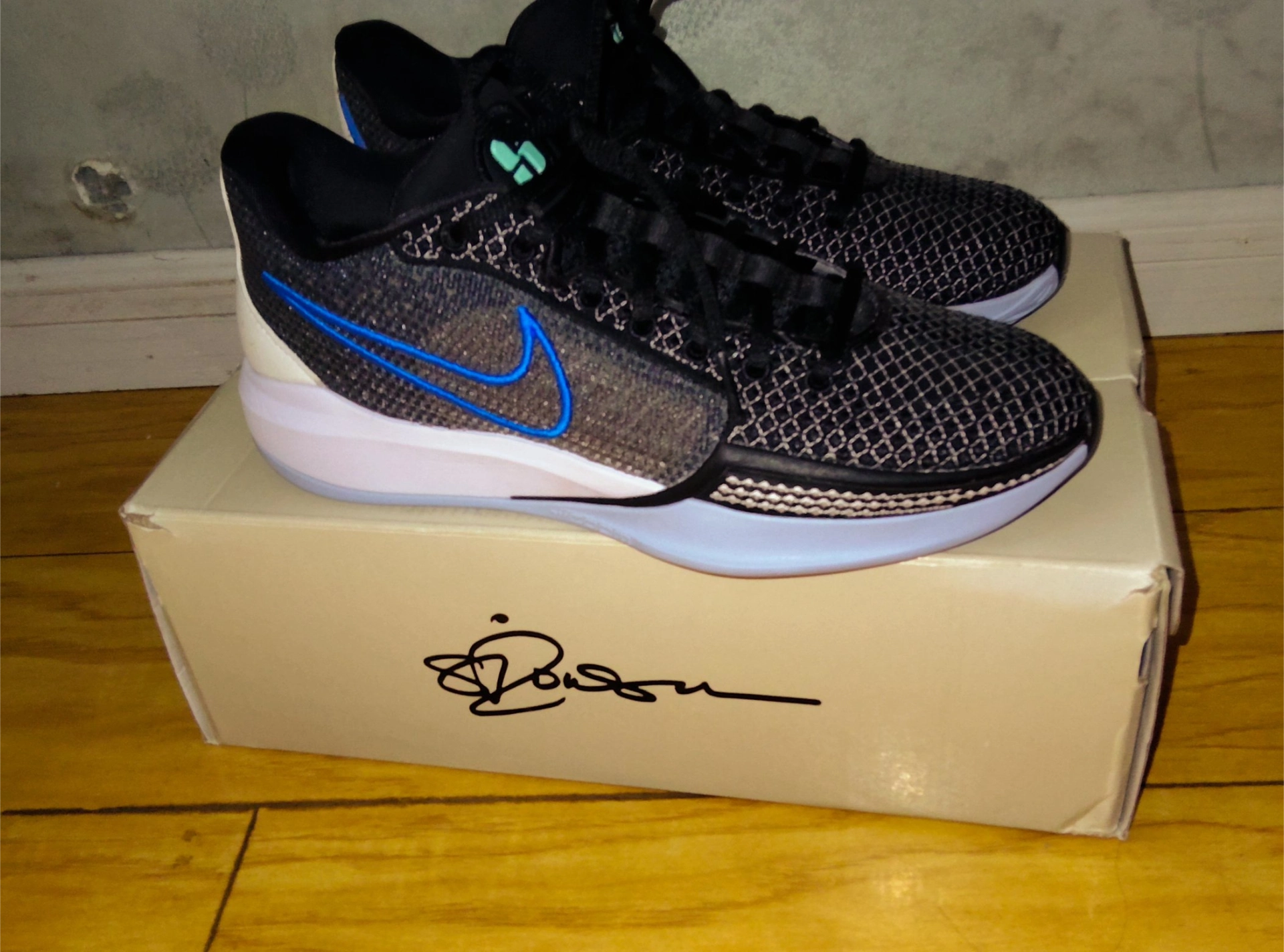 custom review-Nike Sabrina 1 'Bonded' Low Топ Баскетбольные кроссовки Женские Черный Серый Синий