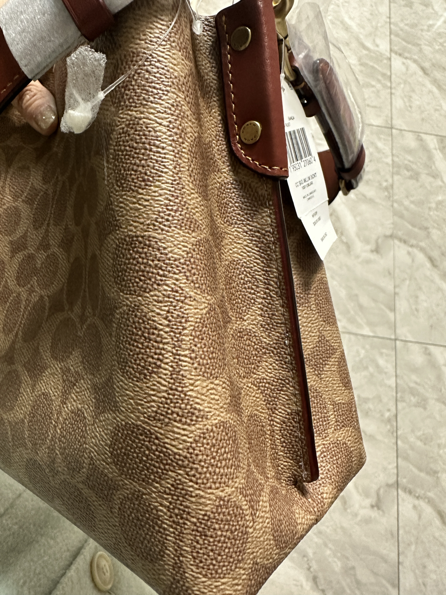 custom review-COACH Willow Кожа Плечевая Сумка Женская Красно-Коричневая и Коричневая с Монограммой