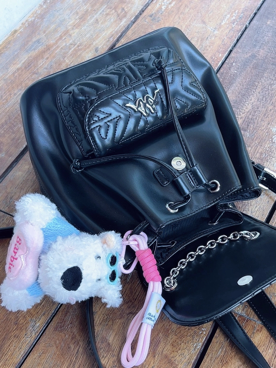 custom review-KAPPA Полиуретан CHANEL Inspired Рюкзак Школьный Рюкзак Цепочка для Коммутирования Женский Классический Черный