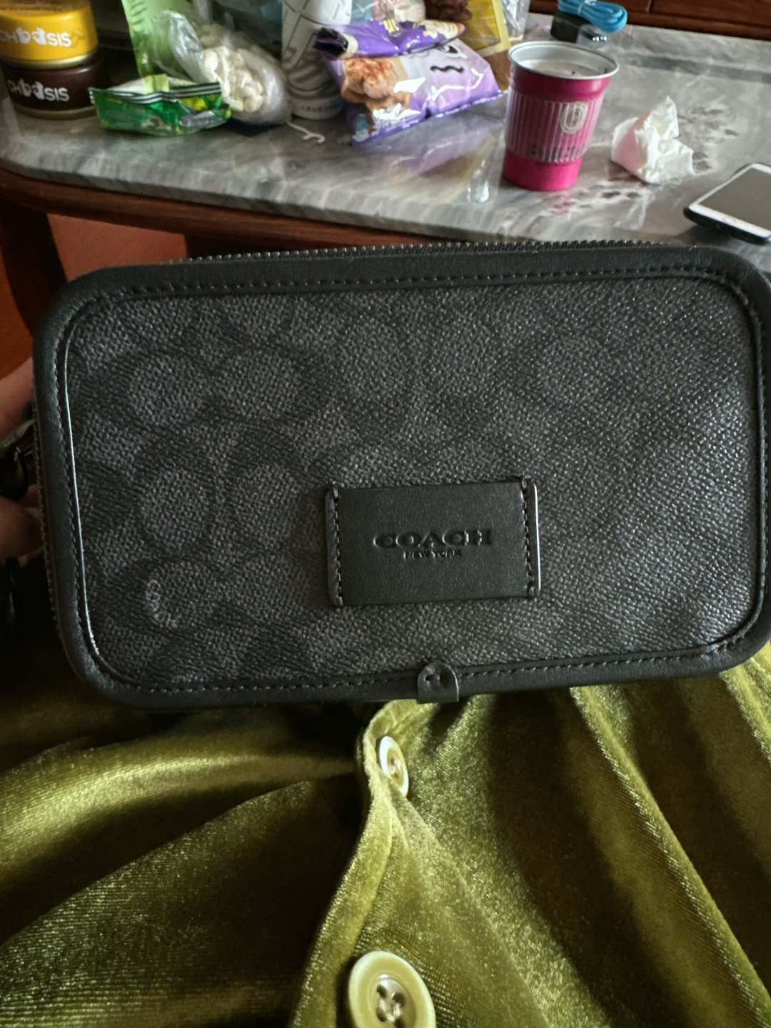 custom review-COACH Wyatt Покрытый холст Сумка через плечо Маленькая Мужская Уголь