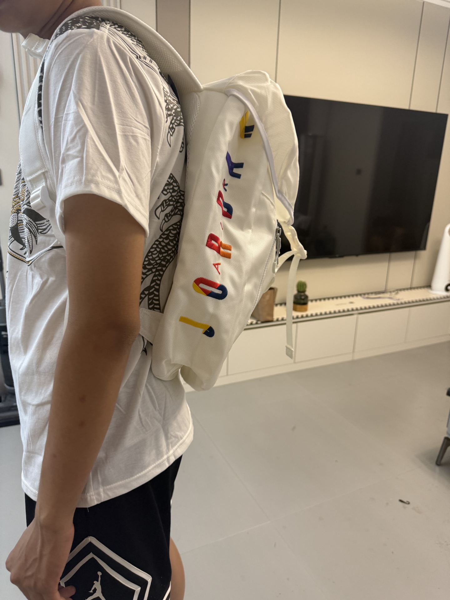 custom review-Jordan Полиэстер Баскетбольная Сумка Рюкзак Стандартный (Standard) Унисекс Белый