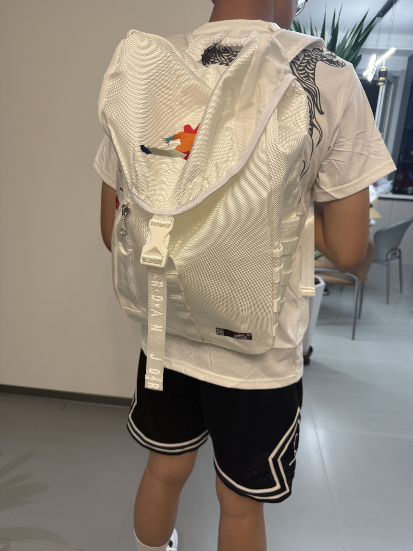 custom review-Jordan Полиэстер Баскетбольная Сумка Рюкзак Стандартный (Standard) Унисекс Белый