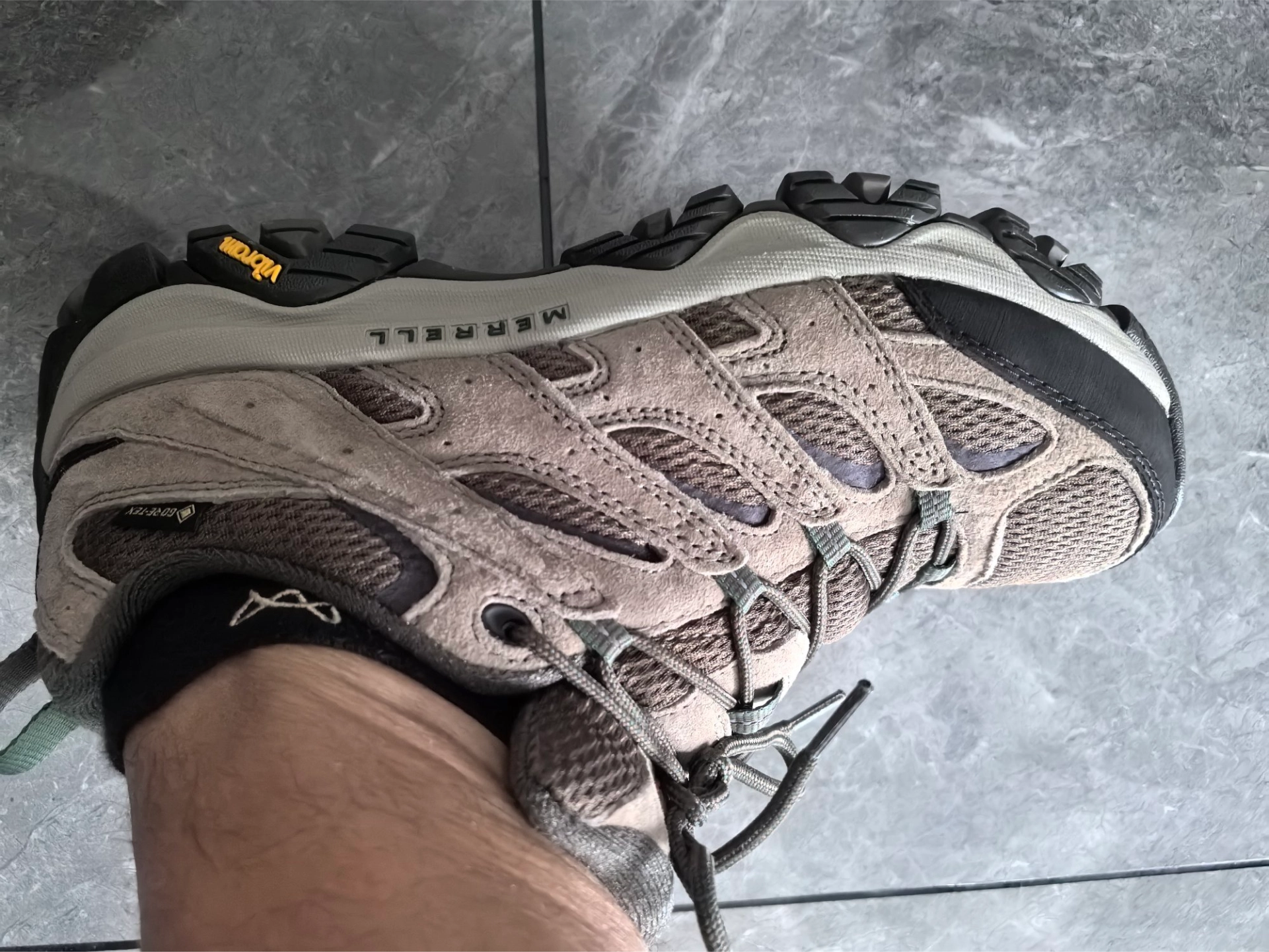 custom review-MERRELL MOAB 3 GTX Ткань противоскользящая и устойчивая к истиранию низкий верх походная обувь мужская темно-серо-синий