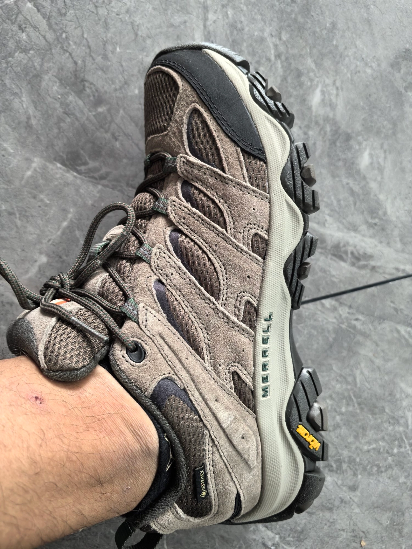 custom review-MERRELL MOAB 3 GTX Ткань противоскользящая и устойчивая к истиранию низкий верх походная обувь мужская темно-серо-синий