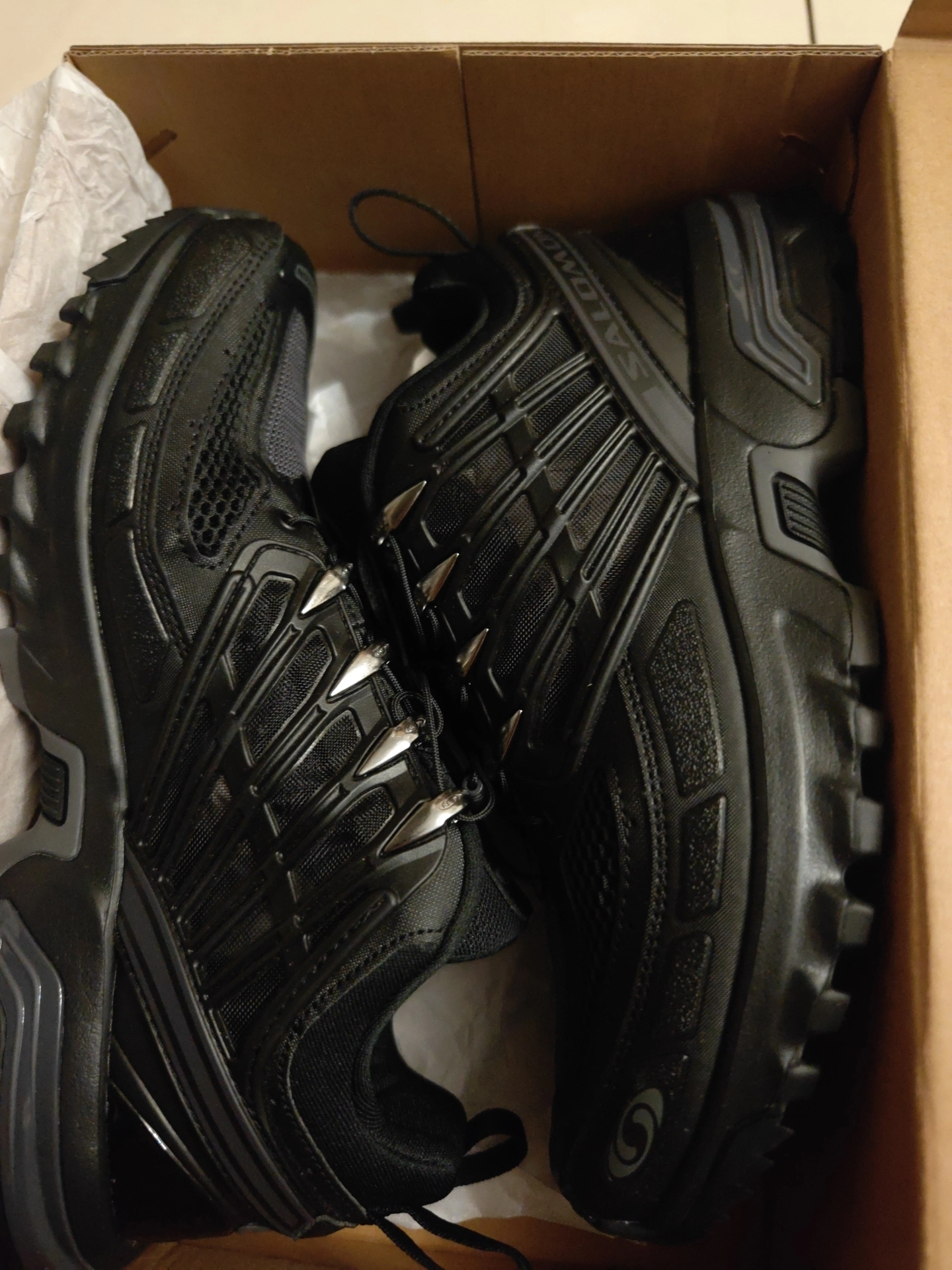 custom review-SALOMON ACS Pro Дышащий Сцепление Поддержка Покрытие Уличная обувь Унисекс Черный Серебряный