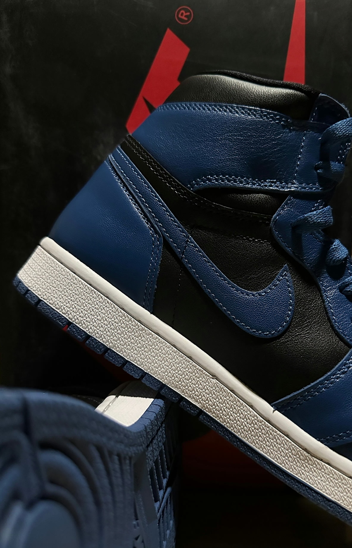 custom review-Jordan Air Jordan 1 High Топ Винтажные Баскетбольные Кроссовки Унисекс Черный Синий