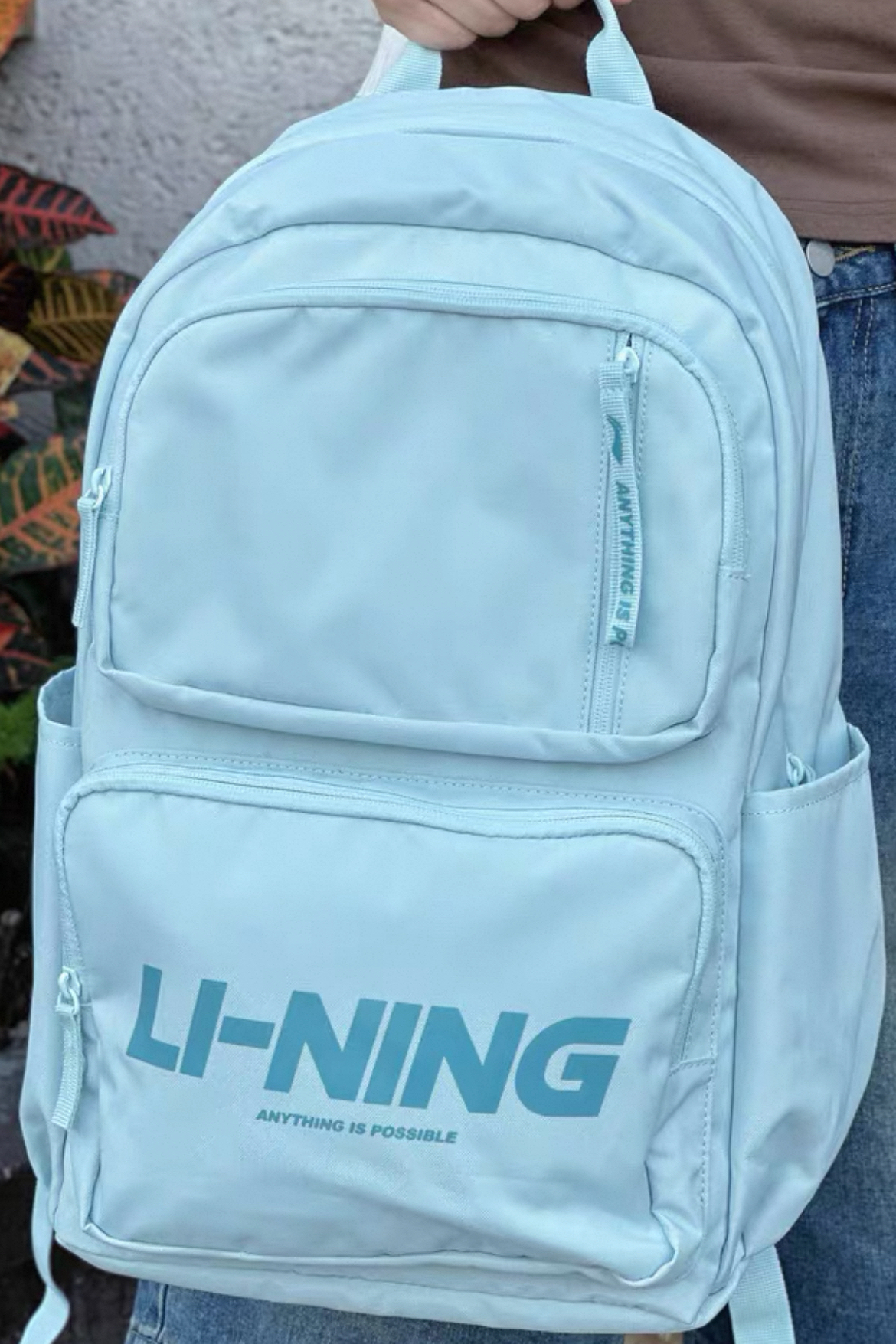 lining李宁 织物 学生书包背包双肩包 男女同款情侣款 灰蓝色