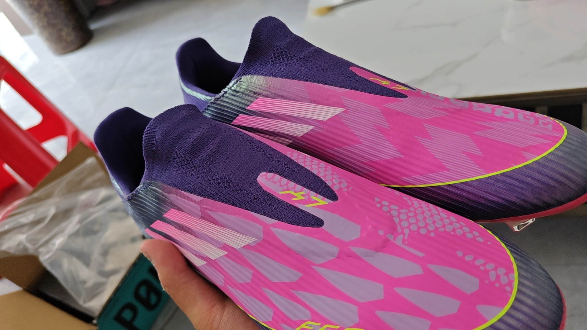 custom review-Lamine Yamal x Adidas F50 League Футбольные бутсы Мужские Фиолетово-розовые