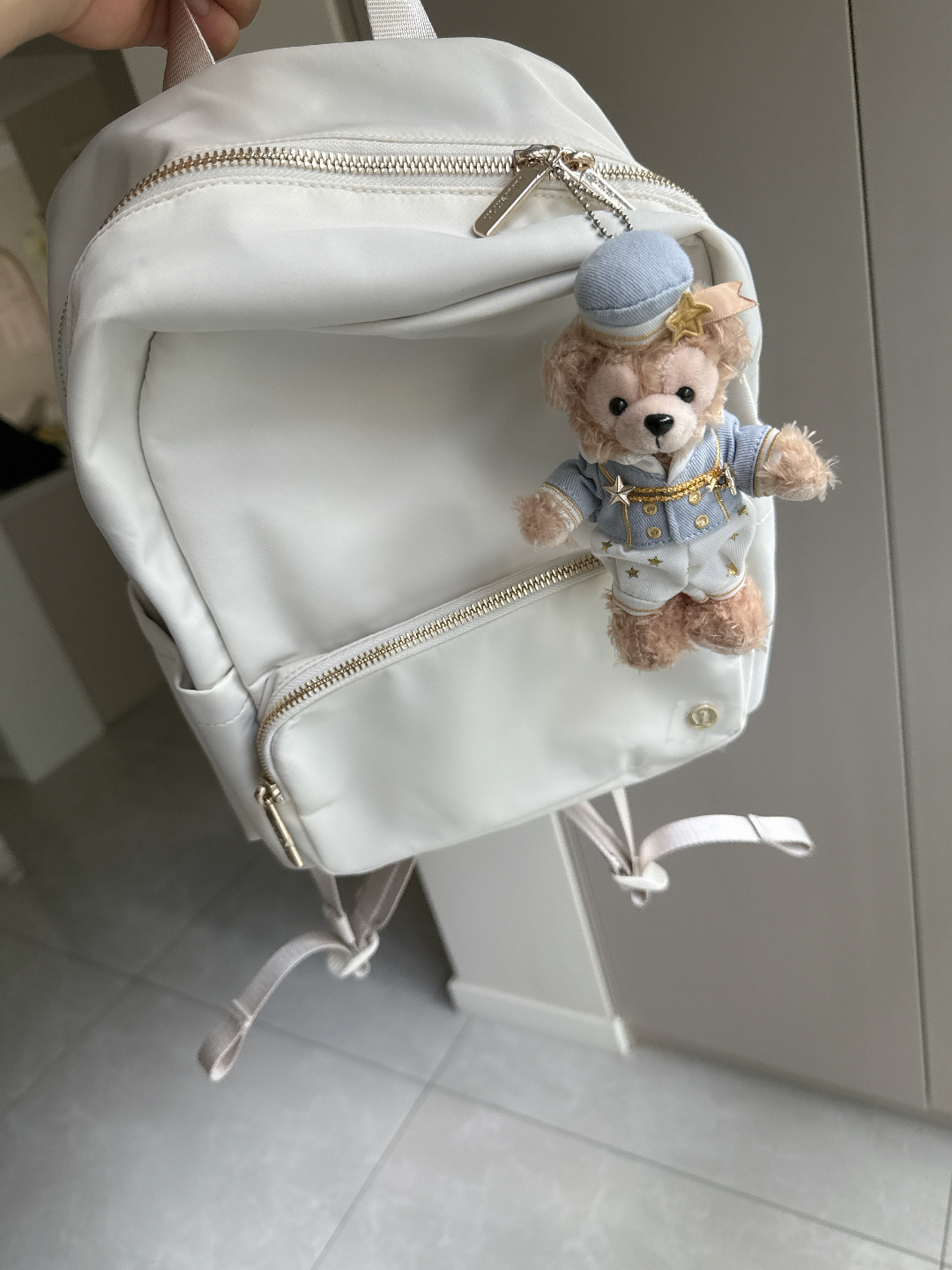 custom review-Lululemon Everywhere Металлический компонент Рюкзак Маленький Женский Светлый Айвори Белый Цвет дуба Коричневый Золото