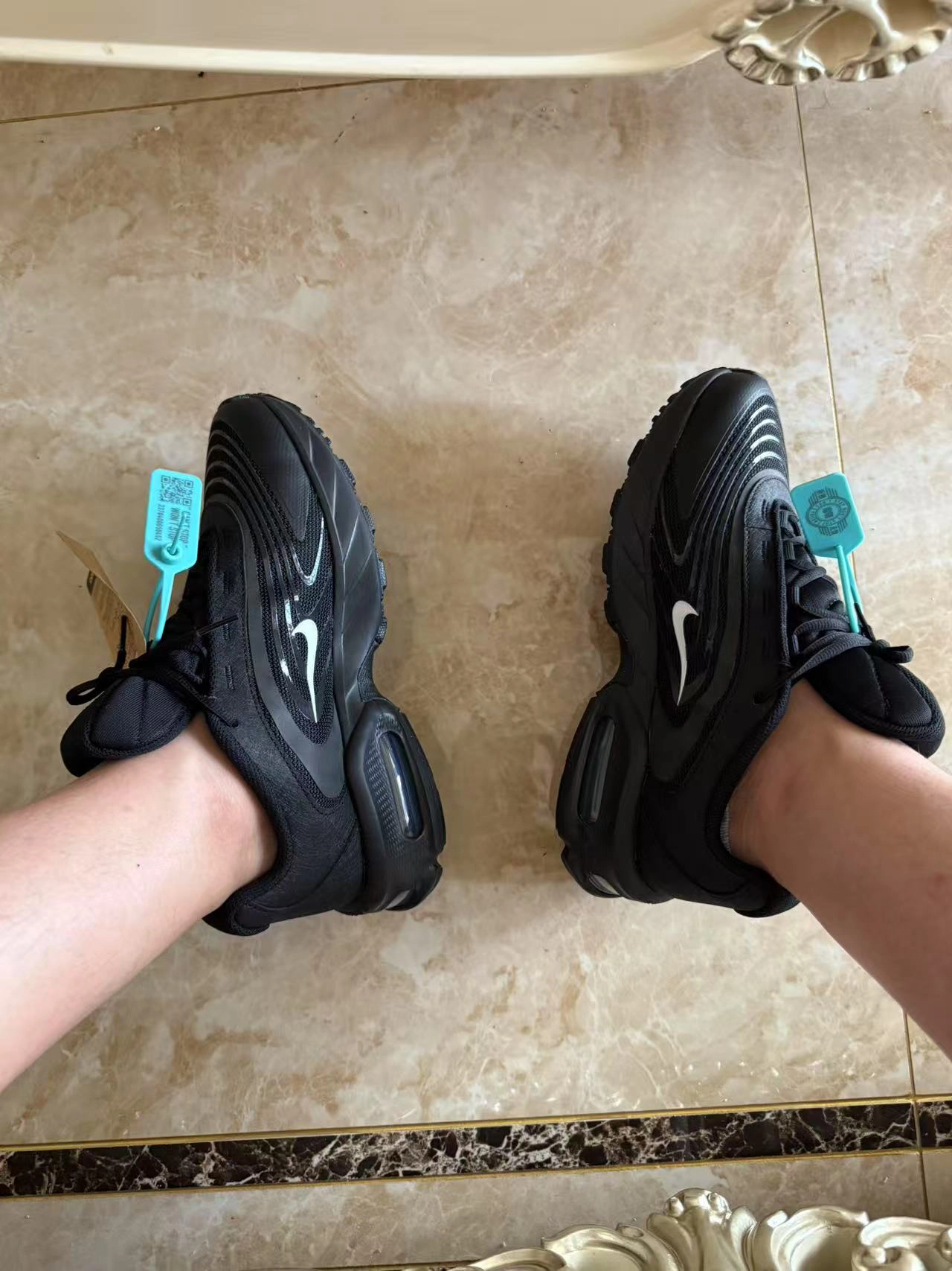 custom review-Nike Air Max Пламя Устойчивый к истиранию Низкий Топ Casual Мужской Черный