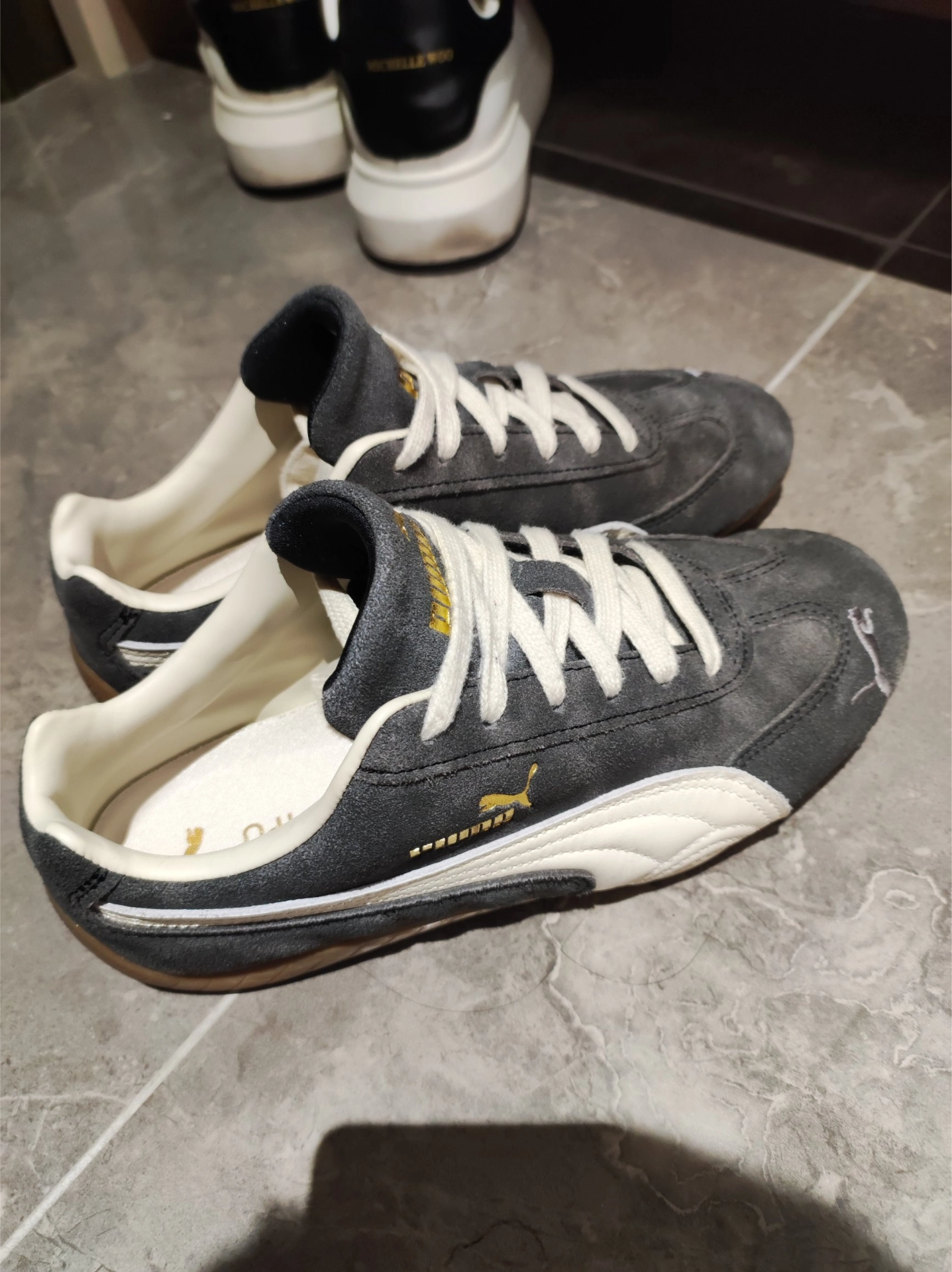 custom review-PUMA Speedcat Collection Устойчивая к истиранию Низкая Повседневная Обувь Унисекс Серый Белый