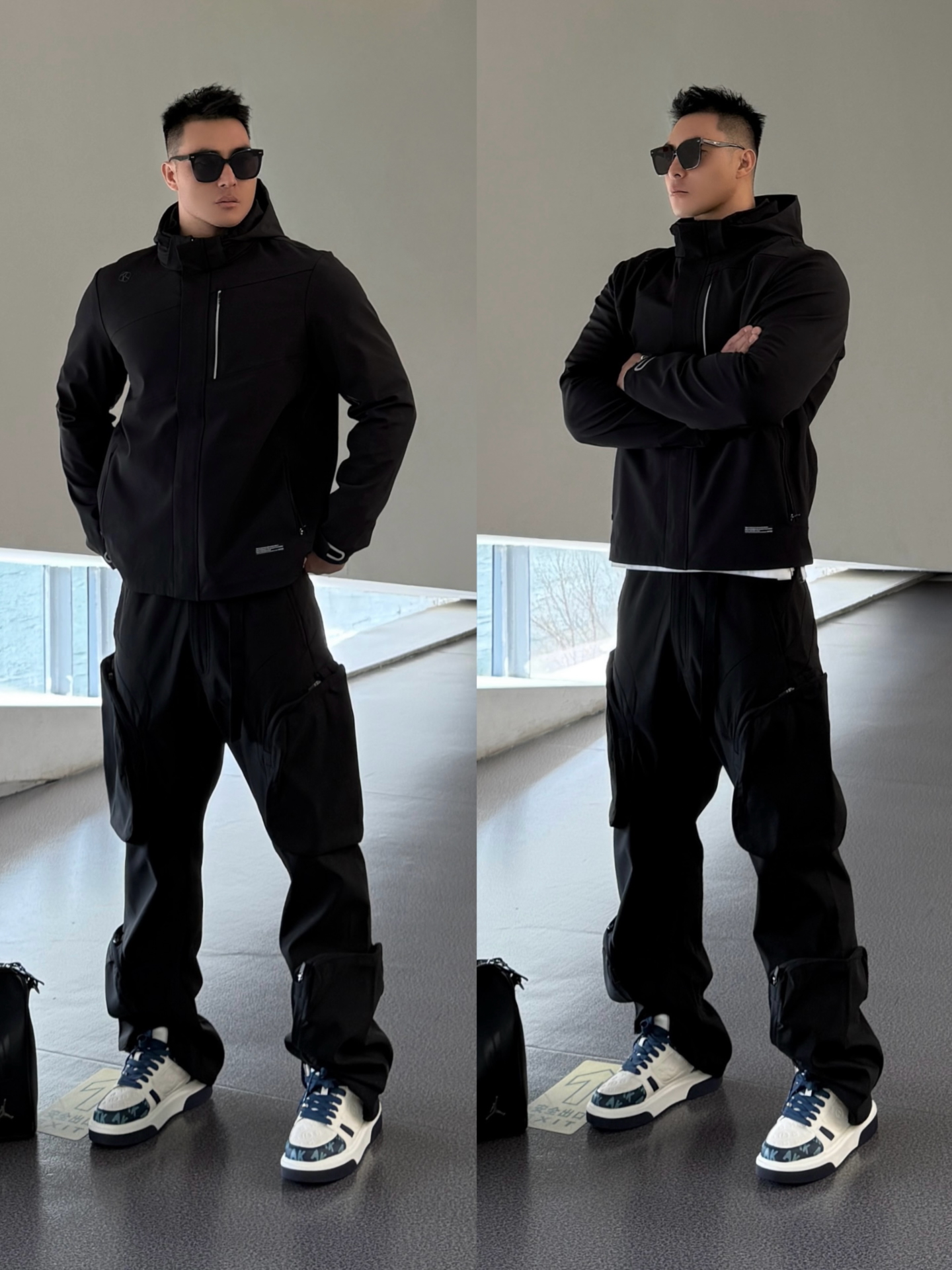 ootd|⚫️🔗180➕高壮男生运动夹克穿搭|一身黑工装风