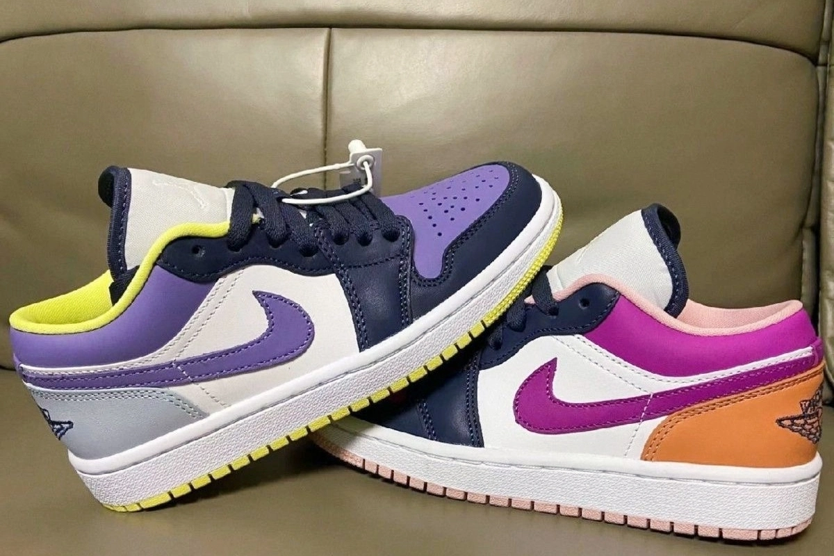air jordan 1 aj1 low 多彩拼接 粉紫黄鸳鸯低帮篮球鞋