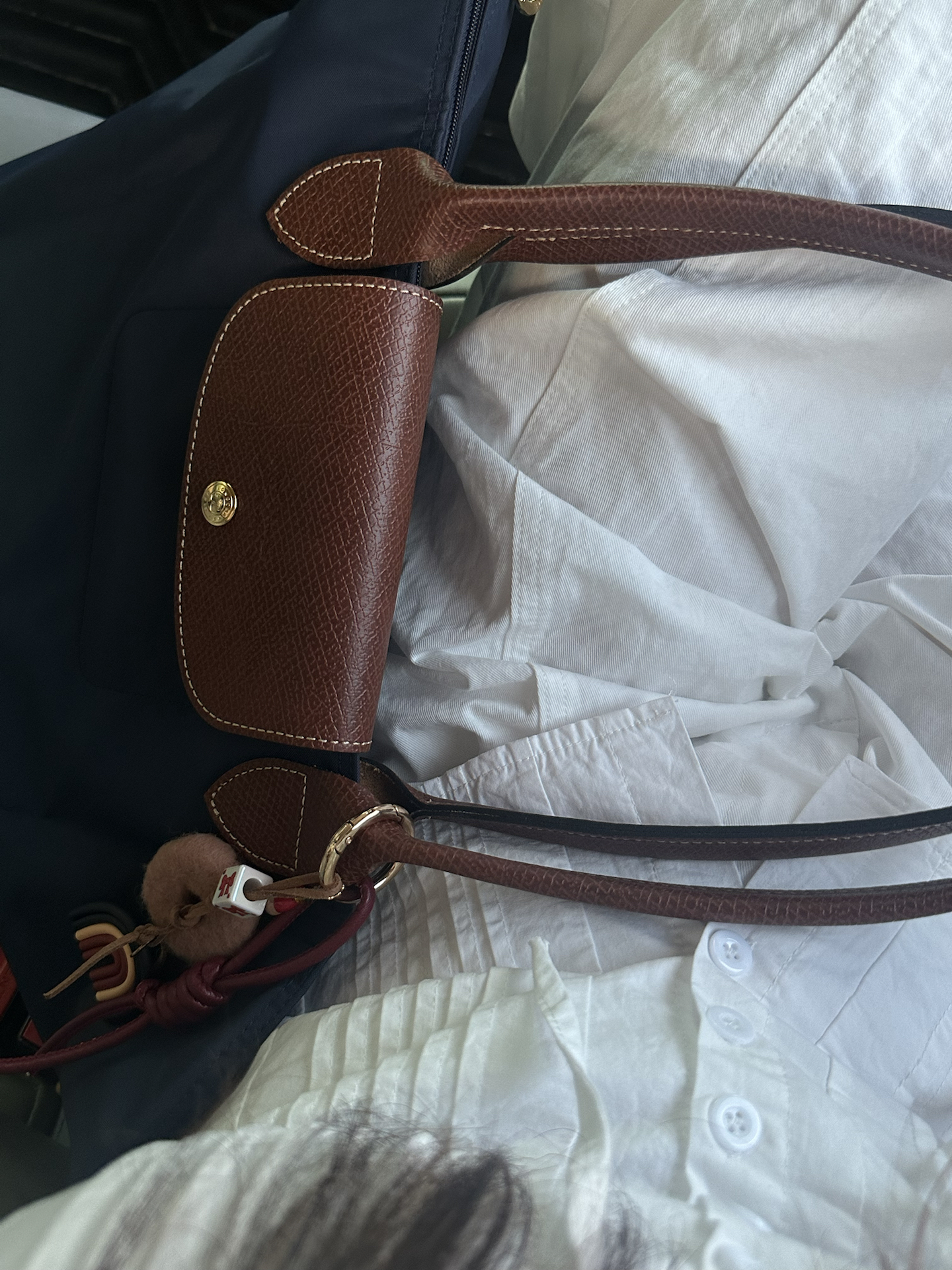 custom review-LONGCHAMP Переработанный холщовый тоут сумка для покупок сумка через плечо большая женская сумка морской синий