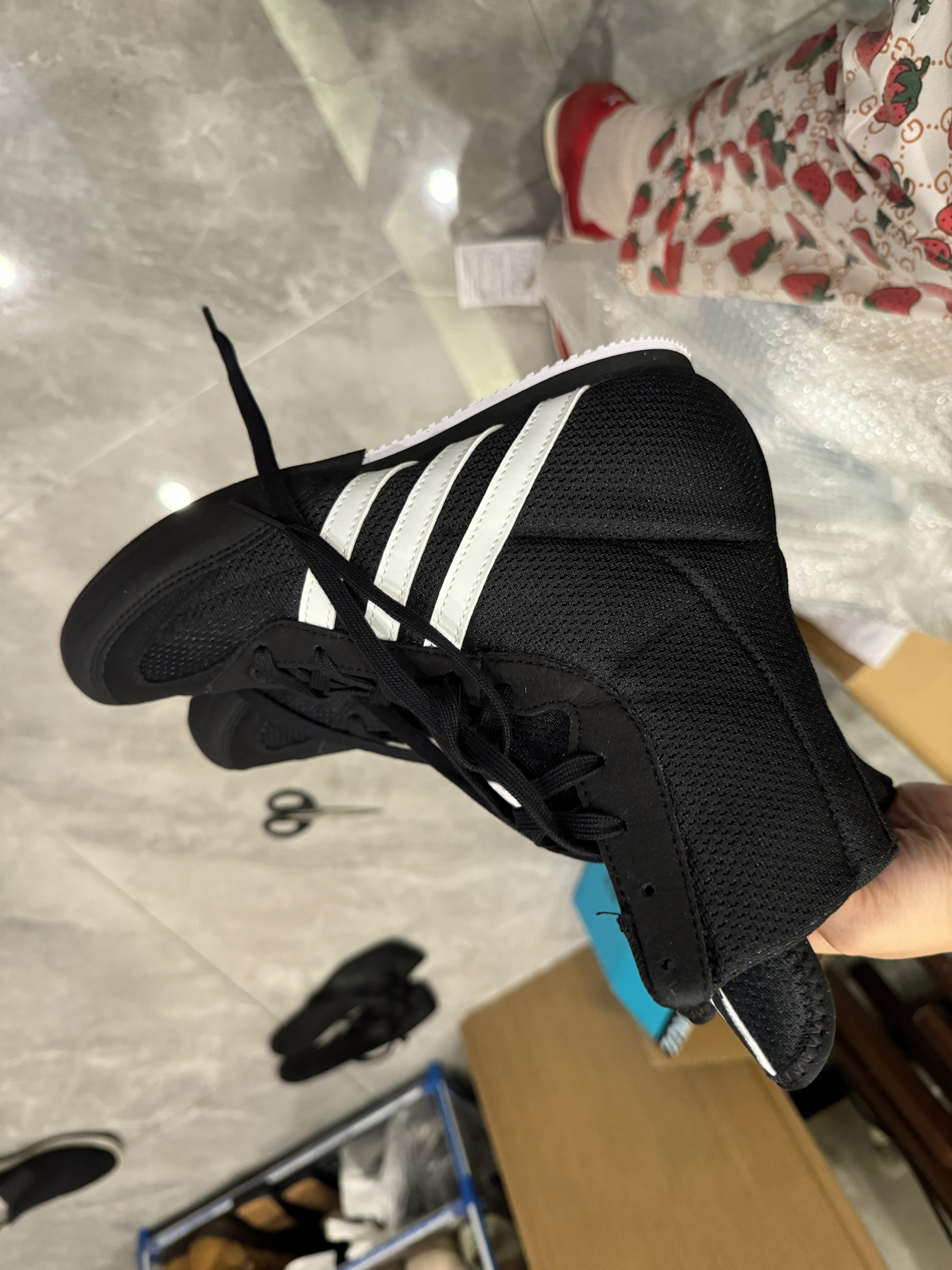 custom review-Adidas Box Hog 2,0 Удобные высокие кроссовки для тренировок унисекс угольно-черные