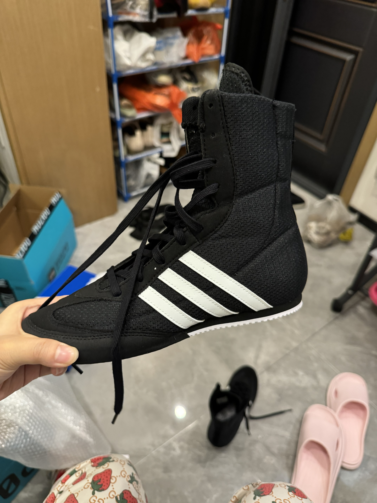 custom review-Adidas Box Hog 2,0 Удобные высокие кроссовки для тренировок унисекс угольно-черные