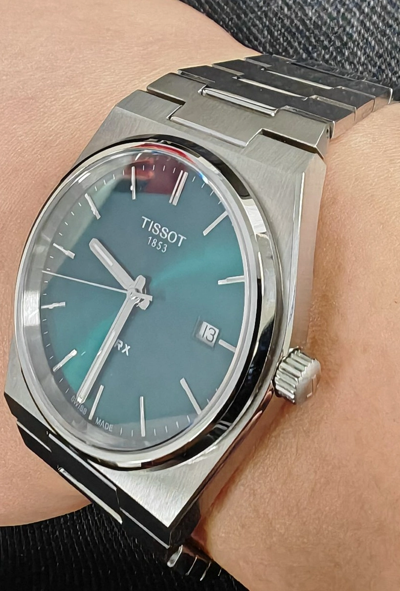 custom review-Tissot PRX Super Player Series Кварцевый механизм Мужские часы Циферблат 40 мм Зеленый Нержавеющая сталь Корпус