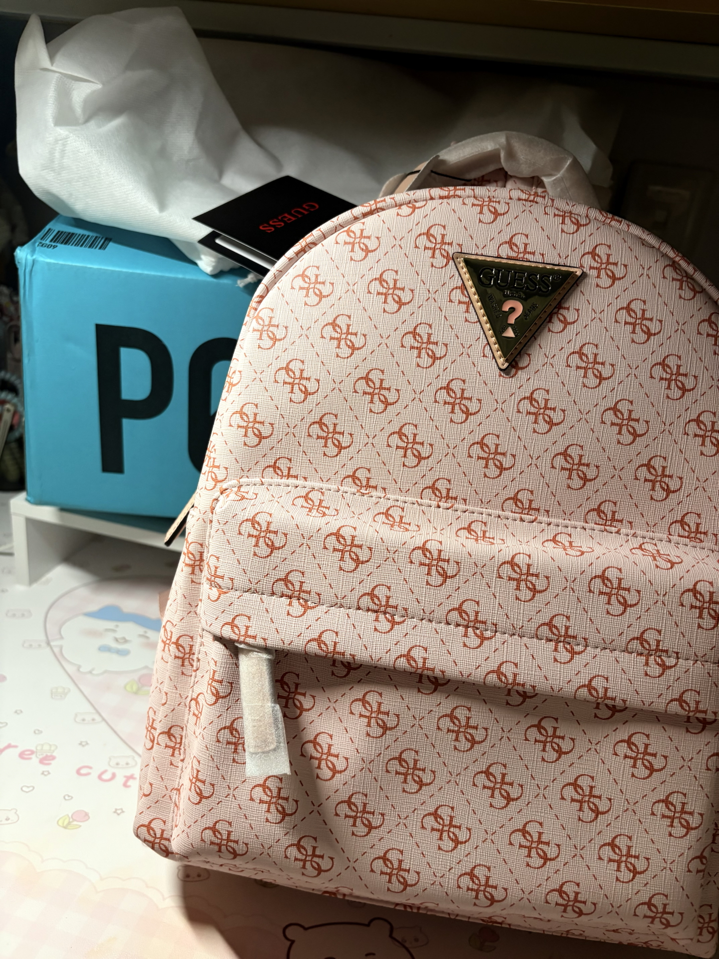 custom review-GUESS Microfiber Synthetic Leather Backpack Standard (Standard) Women's Cherry Blossom Pink
