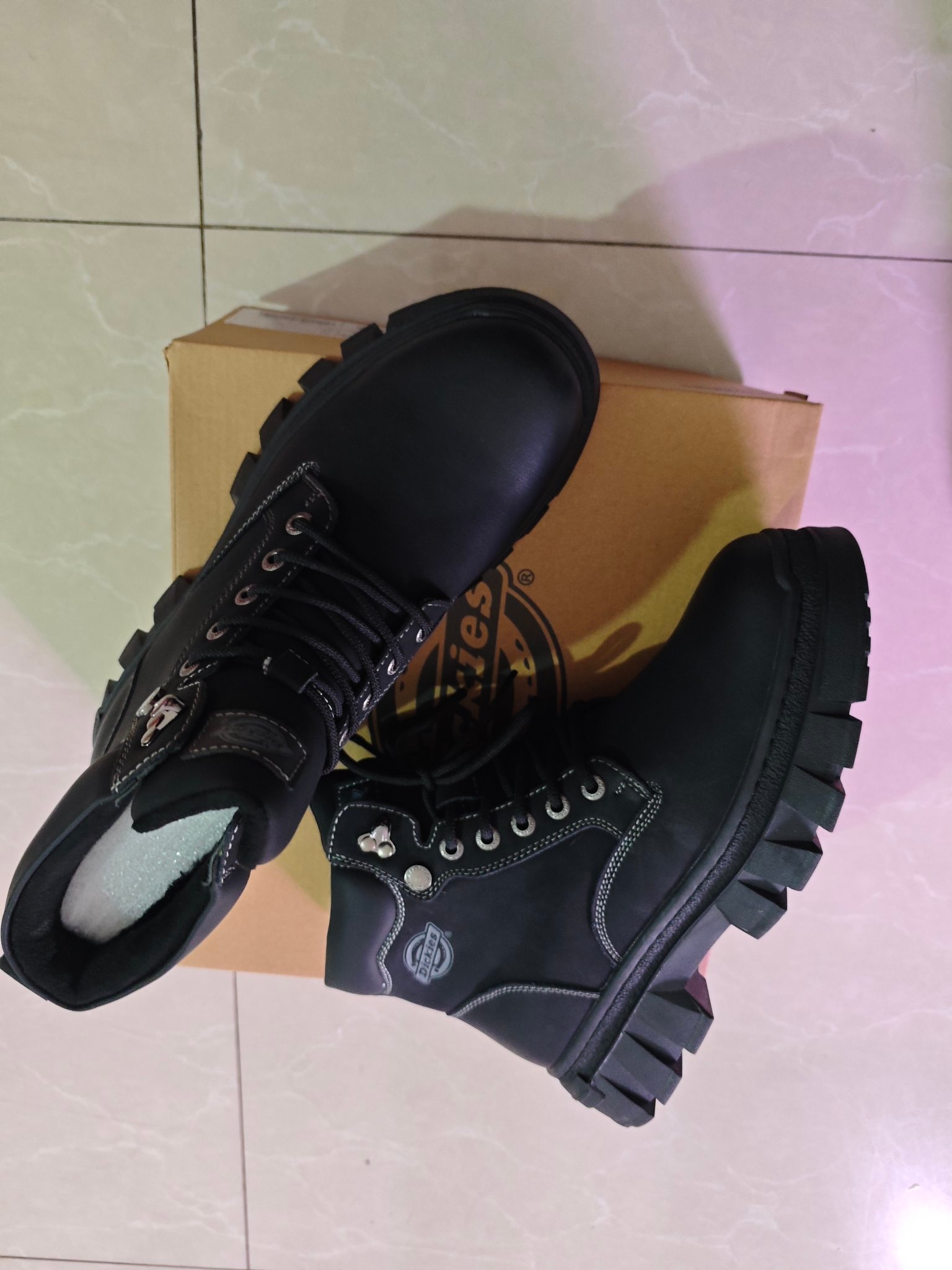 custom review-Dickies Зимние Тактические Ботинки Легкие Устойчивые к Износу Рабочая Одежда На открытом воздухе Флисовые Подкладочные Мартинсы Мужские Черные