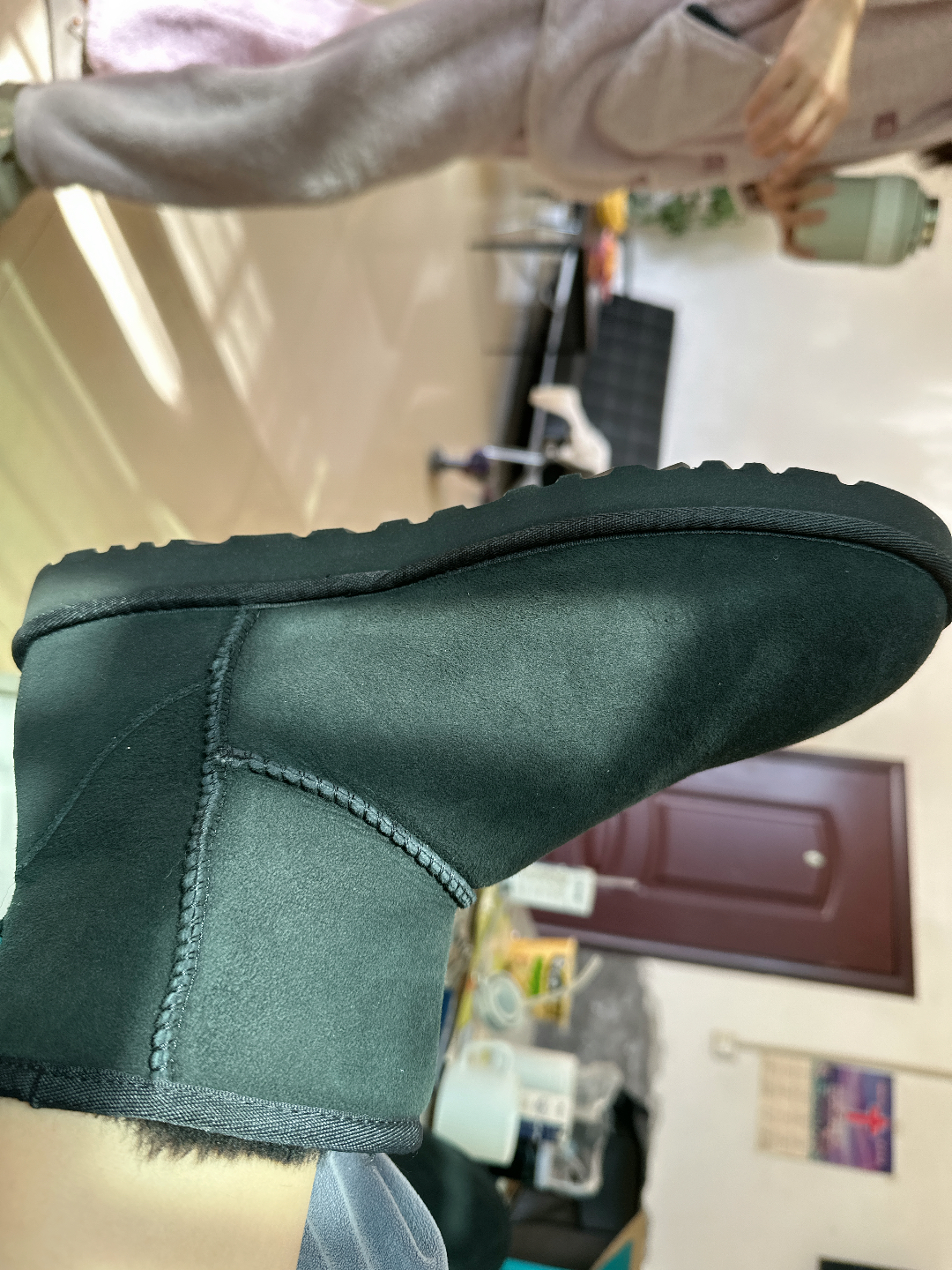 custom review-UGG CLASSIC MINI Термический противоскользящий искусственный замш с флисовой подкладкой ботинки для снега мужские черные